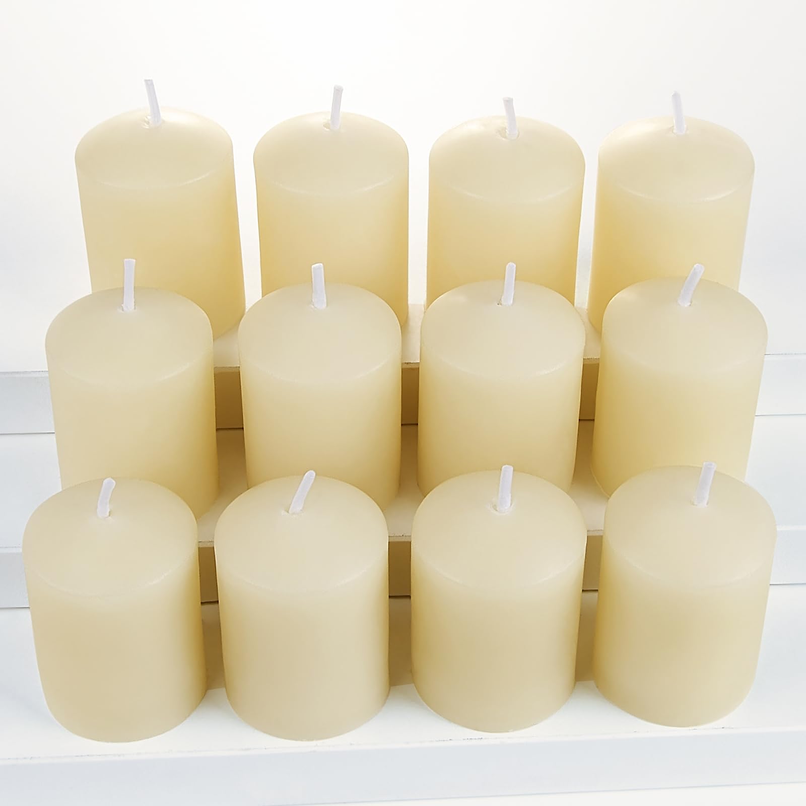 Natural Beeswax Candles - Dripless, Smokeless for Home & Parties (Pack of 12)