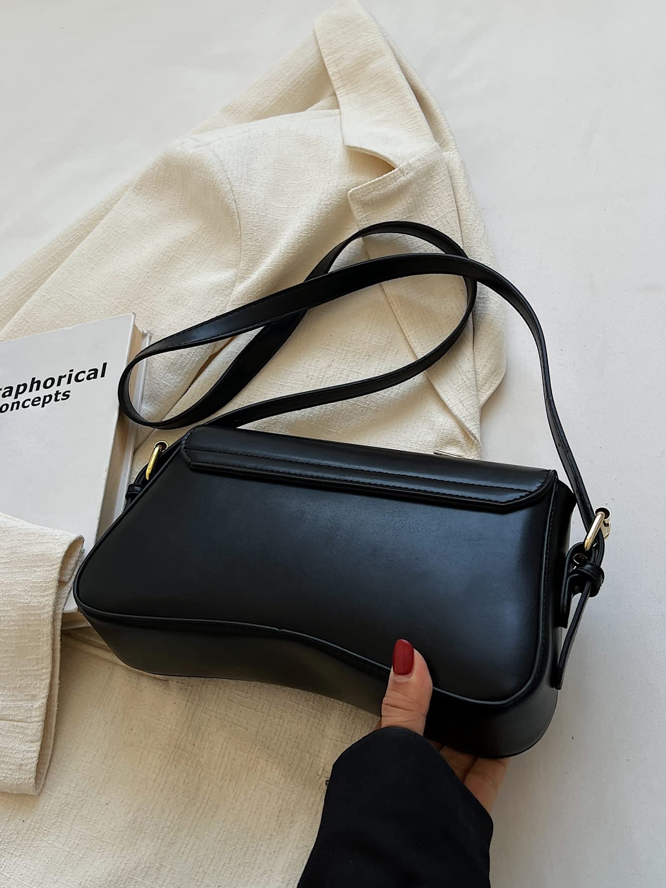 Verdusa Women's Genuine Leather Shoulder Bag - Trendy Hobo Crossbody Handbag with Y2K Saddle Flap Design - Perfect for Work, Travel & Evening Events