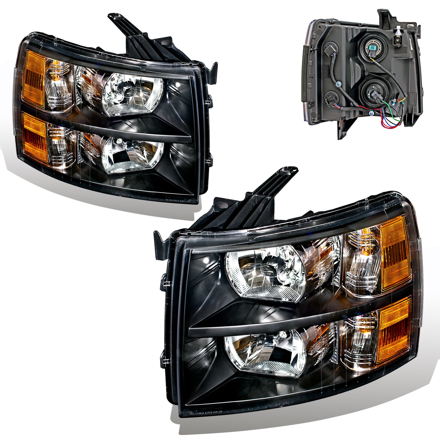 High-Performance Black Headlights for Chevrolet Silverado - Pair with High/Low Beam Bulbs - Left Driver & Right Passenger Side Replacement Headlamps - Perfect for Night Driving & Off-Road Adventures