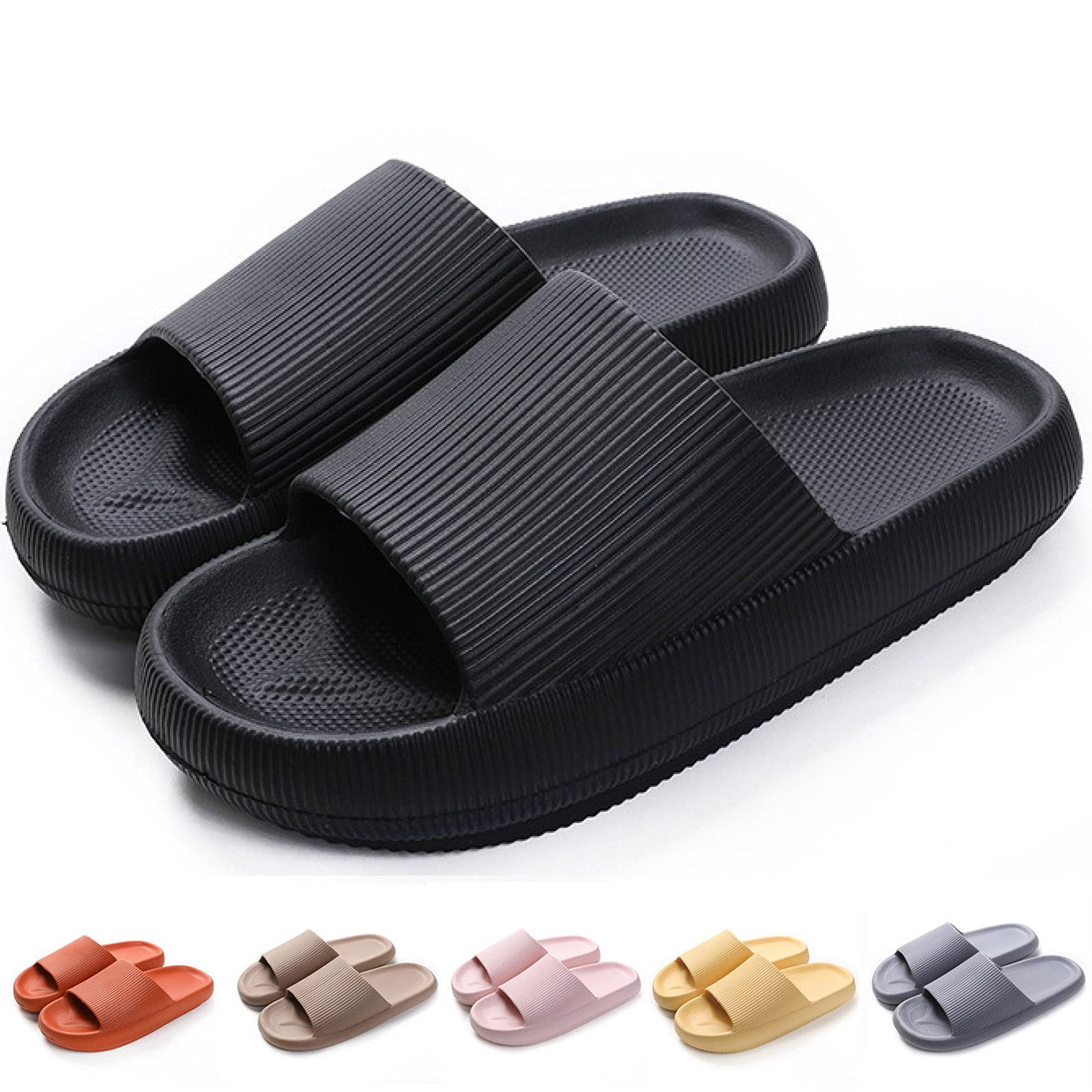 Women's Massage Pillow Sandals - Non-Slip Quick Drying Shower Slippers with Open Toe Platform for Bathroom & Spa - Black (EU34/35, Women's US4.5/5.5, Men's US4-4.5) - Perfect for Relaxation at Home, Beach, or Poolside
