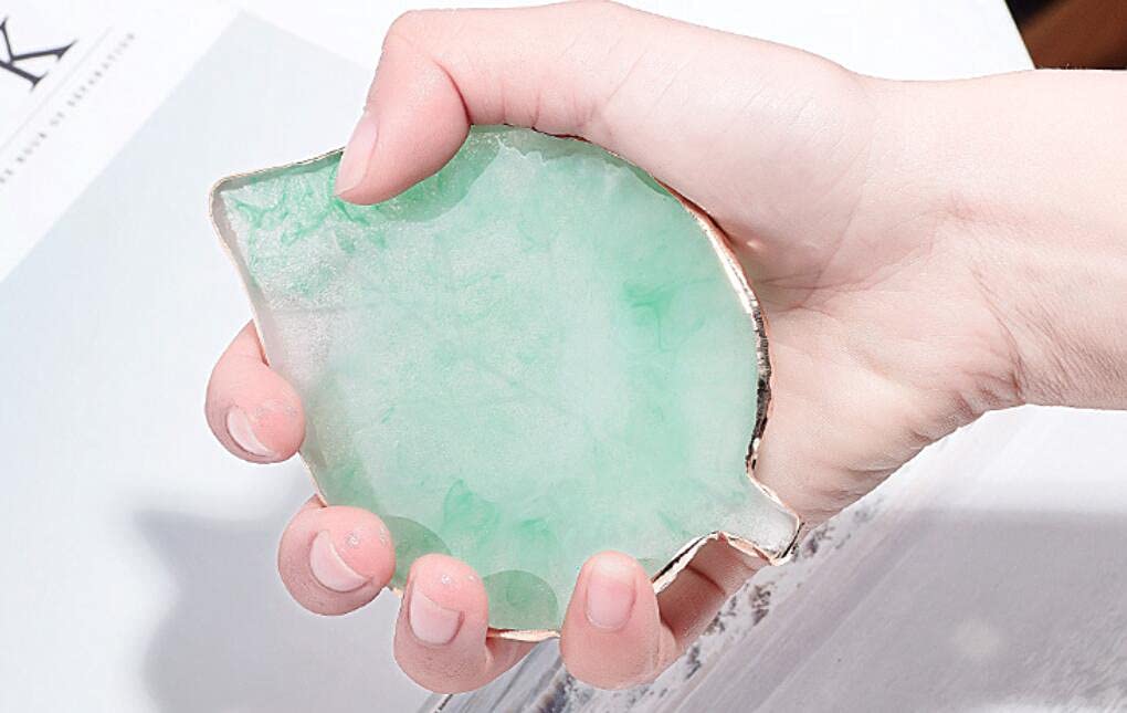 6 Colors Leaf-Shaped Nail Art Palette with Gold Edge - Gel Nail Polish Mixing Plate, Drawing Color Palette for Nail Art Display - Perfect for Salon, Home Manicure & DIY Nail Designs