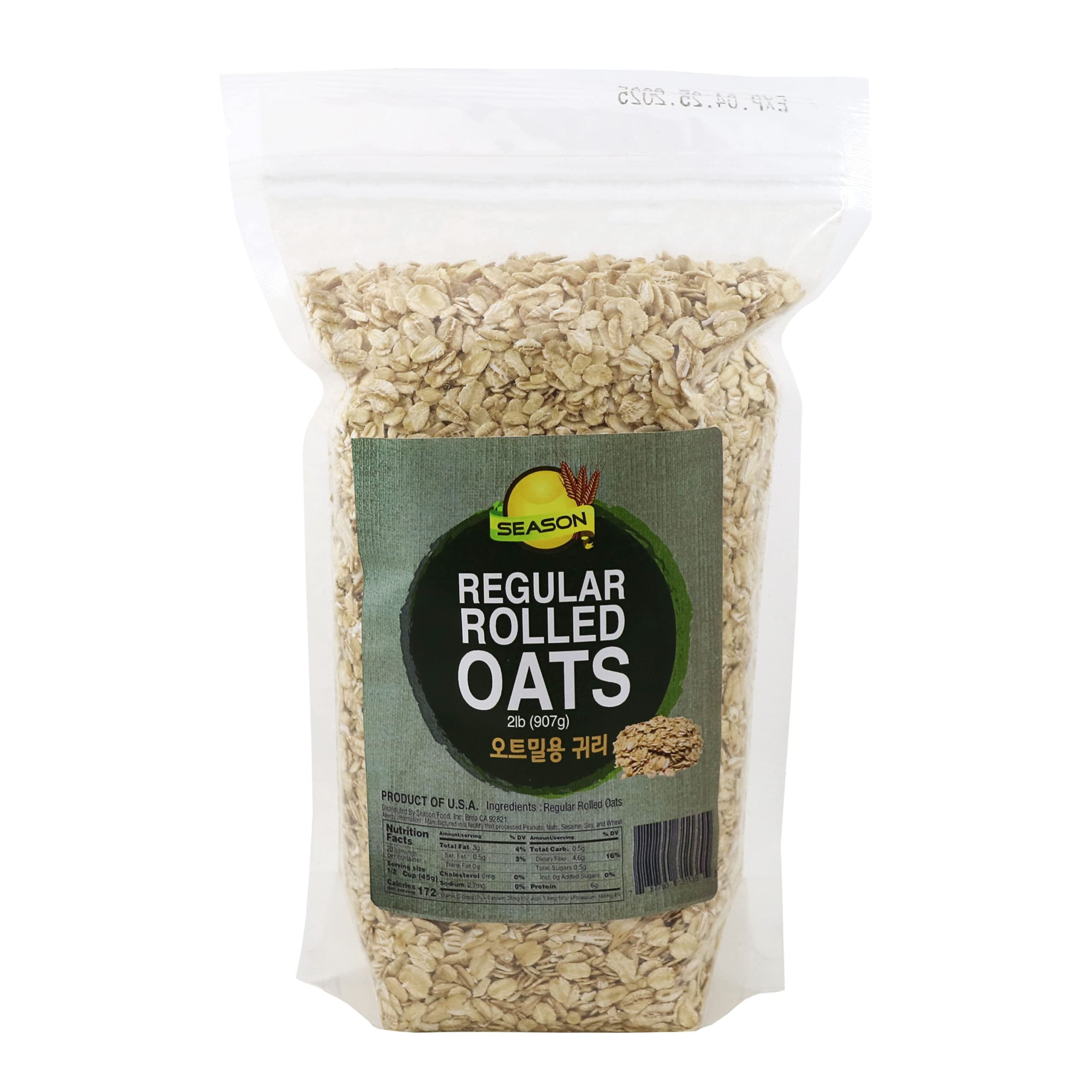 Organic Whole Rolled Oats Bulk 2 Lbs - High Fiber & Mineral Rich | USA Grown | Perfect for Oatmeal, Baking & Healthy Breakfast