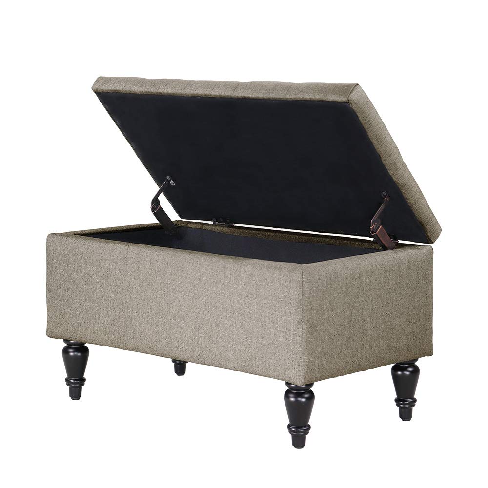 MAYPEX 29 Inch Rectangular Storage Ottoman Bench with Flip Top Lid - Coffee Table & Seat with Smooth Hinge for Living Room, Bedroom, Office - Beige | Perfect for Extra Seating, Hidden Storage & Home Decor
