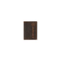 Ariat Genuine Bull Hide Trifold Wallet for Men - Premium Brown Leather Wallet for Everyday Carry, Travel & Business Use