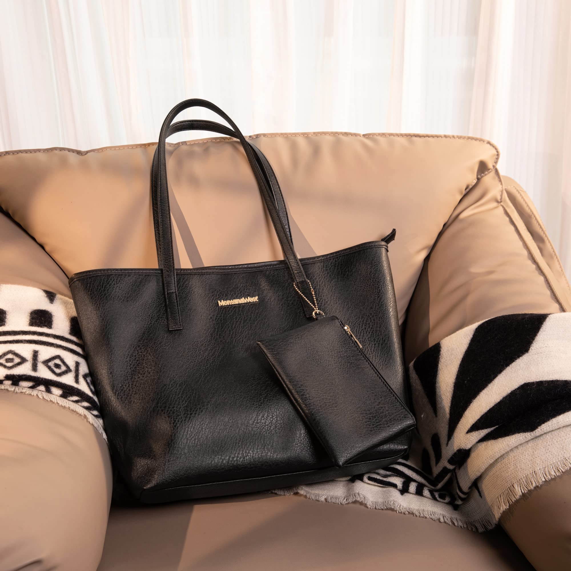 Montana West Vegan Leather Tote Bags for Women - Stylish Top Handle & Shoulder Handbags | Perfect for Work, Travel & Everyday Use