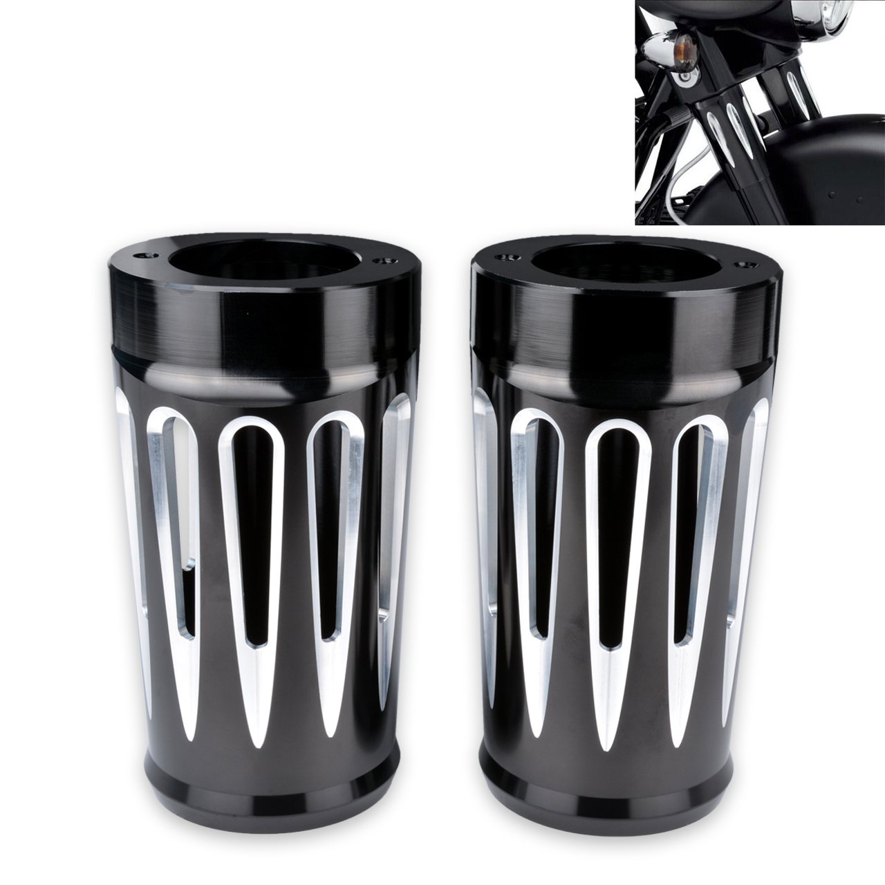 KATUR Motorcycle Upper Fork Boots Shock Absorber Cover Cap - Compatible with Harley Touring & Trike Models 1980-2013 - Durable Protection for Fork Seals - Perfect for Long Rides, Off-Road Adventures & Wet Weather Conditions