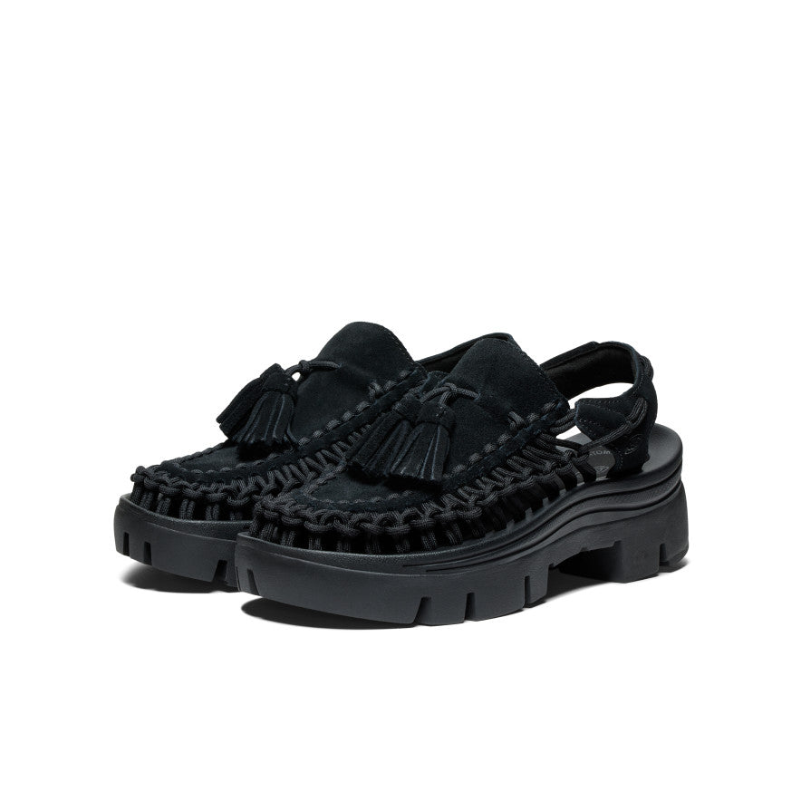 UNEEK PLT Tassel Sneakers for Men & Women - Stylish Black/Black Casual Shoes for Walking, Work & Everyday Wear