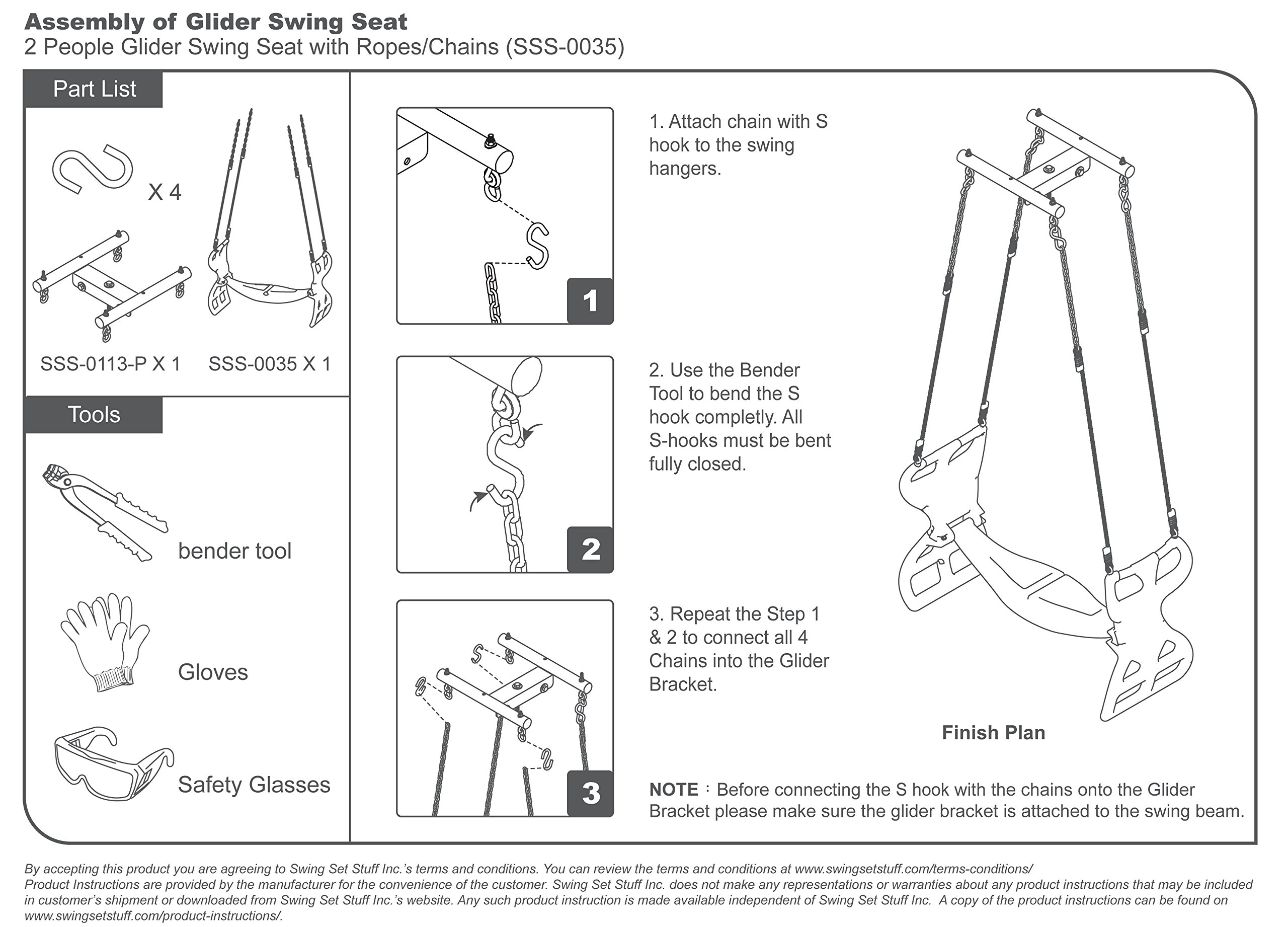 Yellow Swing Set Glider with Rope - Durable Outdoor Play Equipment for Kids Backyard | SSS Logo Sticker Included - Perfect for Parks, Playgrounds & Home Gardens