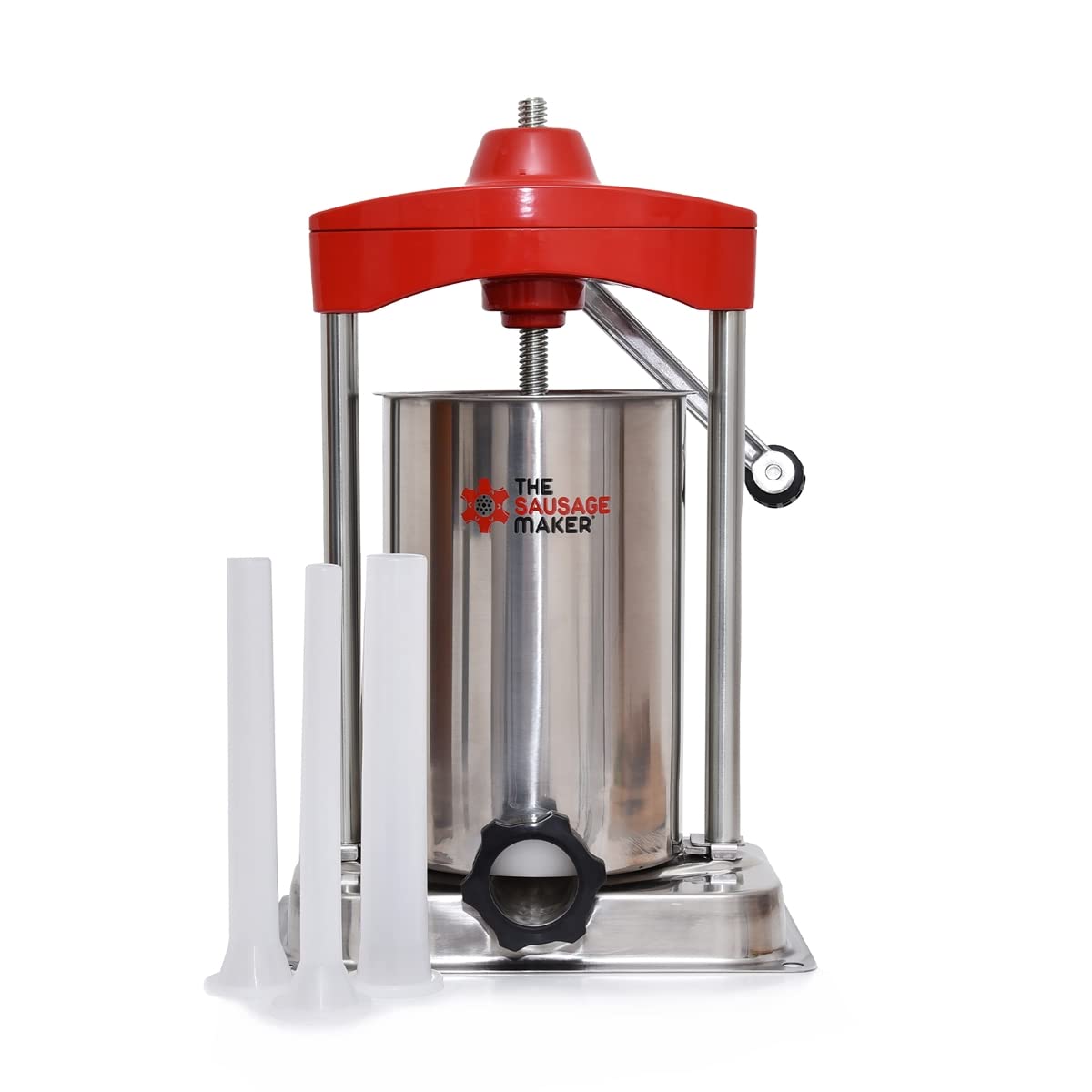 Heavy Duty 15 lb Vertical Sausage Stuffer with Metal Gears & Stuffing Tubes - Professional Sausage Maker for Home Kitchen & Commercial Use - Perfect for Making Italian, Bratwurst, Chorizo & More