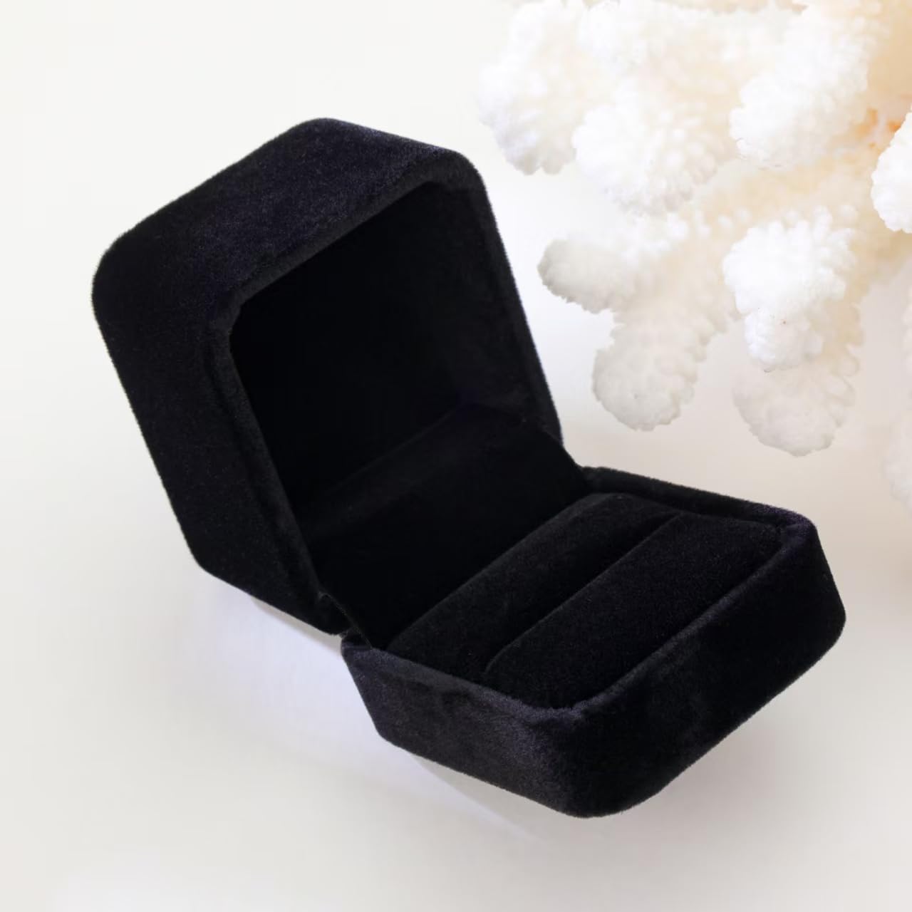 Luxury Velvet Ring Box - Black Jewelry Gift Box for Engagement