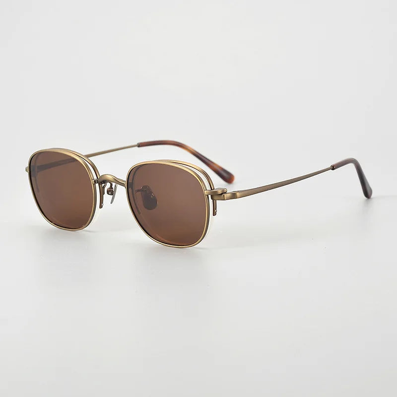 Stylish Black Semi-Rimless Oval Titanium Eyeglasses with Clip-On Sunglasses for Women - MK46 | Perfect for Outdoor Activities, Driving, and Fashion Accessories