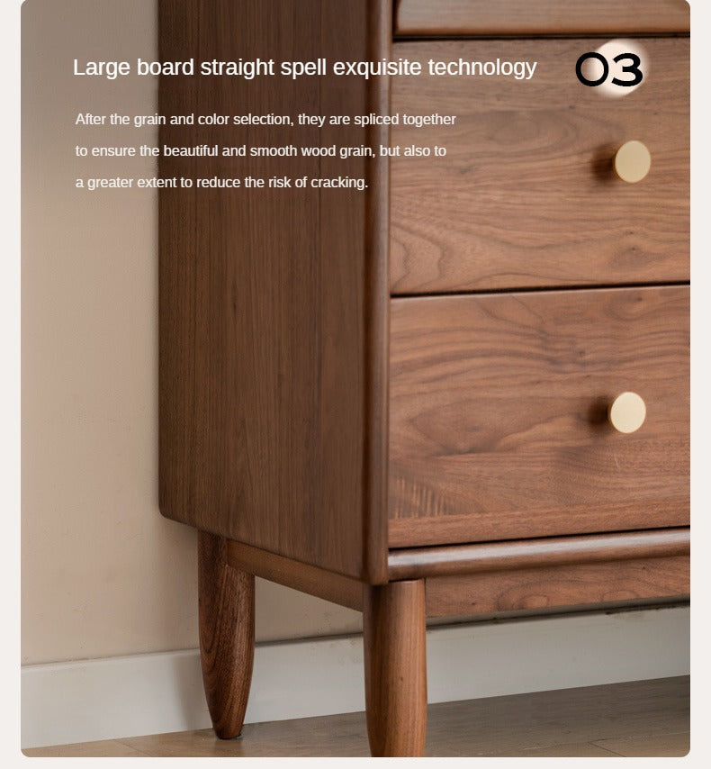 Solid Black Walnut Wood Side Cabinet with Flip Door - Perfect for Living Room, Bedroom & Home Office Storage