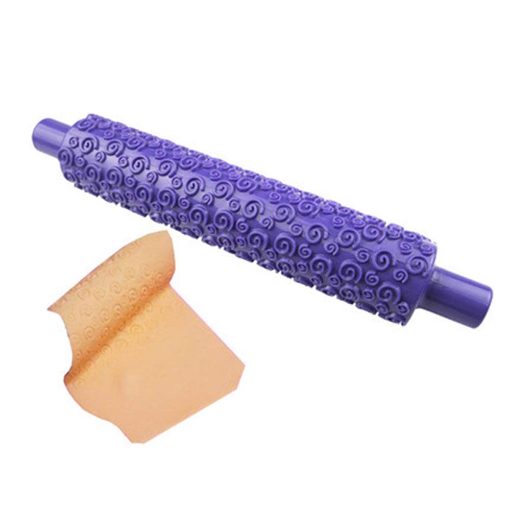 Newooh Embossed Rolling Pin for Cake Decorating - Non-Stick Textured Design for Fondant, Pie Crust, Cookies & Pastry - Perfect for Baking, Icing, Clay & Dough - Ideal for Home Bakers & DIY Craft Projects