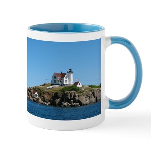 White/Blue Inside - Nubble Lighthouse Mug Mugs