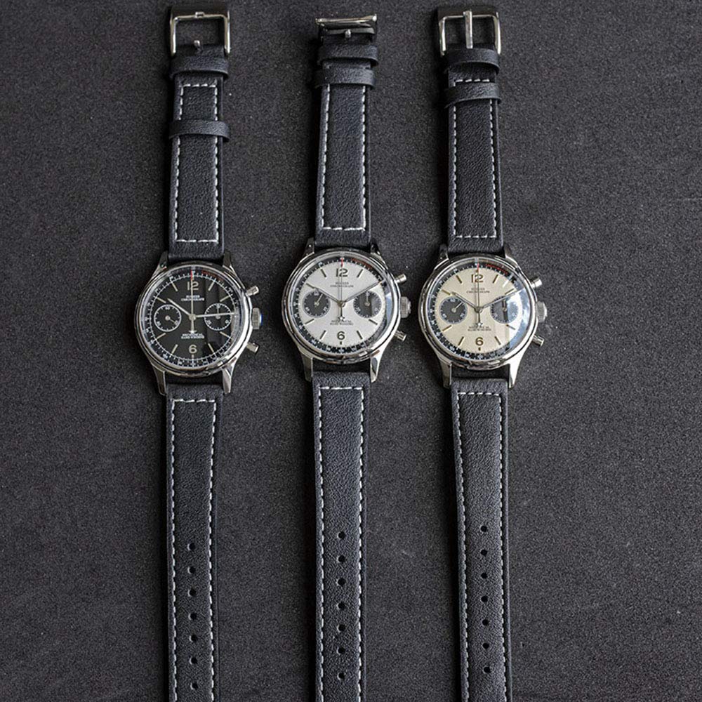 Sugess ST1901 Men's Mechanical Chronograph Watch - Hand Wind Movement, Panda Dial, 5ATM Waterproof, Sapphire Crystal, Military Pilot Style with Leather Strap - Perfect for Business, Casual Wear & Outdoor Adventures