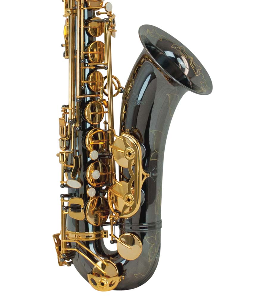 Antigua Winds TS4240 PowerBell Bb Pro Tenor Saxophone - Black Nickel with Gold Keys - Professional Brass Instrument for Jazz, Concert & Marching Band Performances