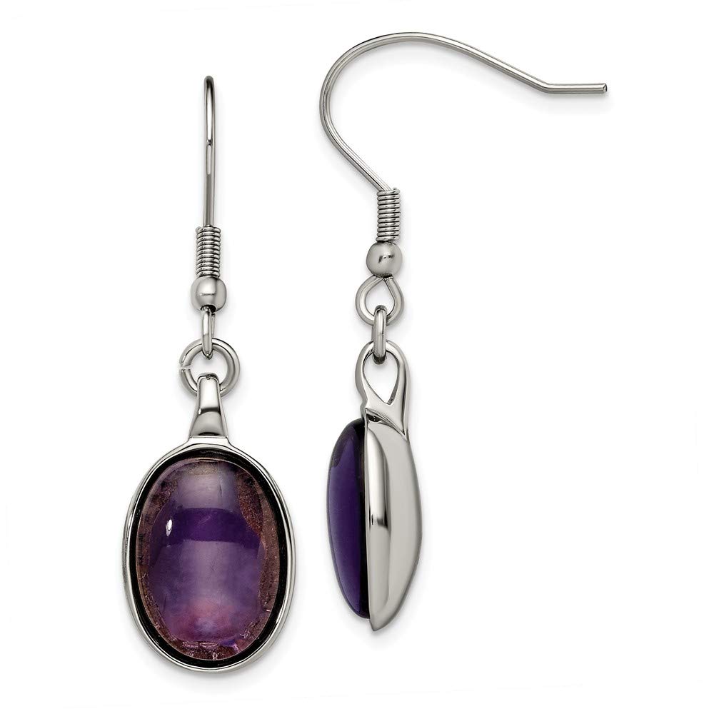 Premium Solid Stainless Steel Synthetic Amethyst Stud Earrings for Women - Hypoallergenic Fashion Jewelry Gift for Birthday, Anniversary & Everyday Wear