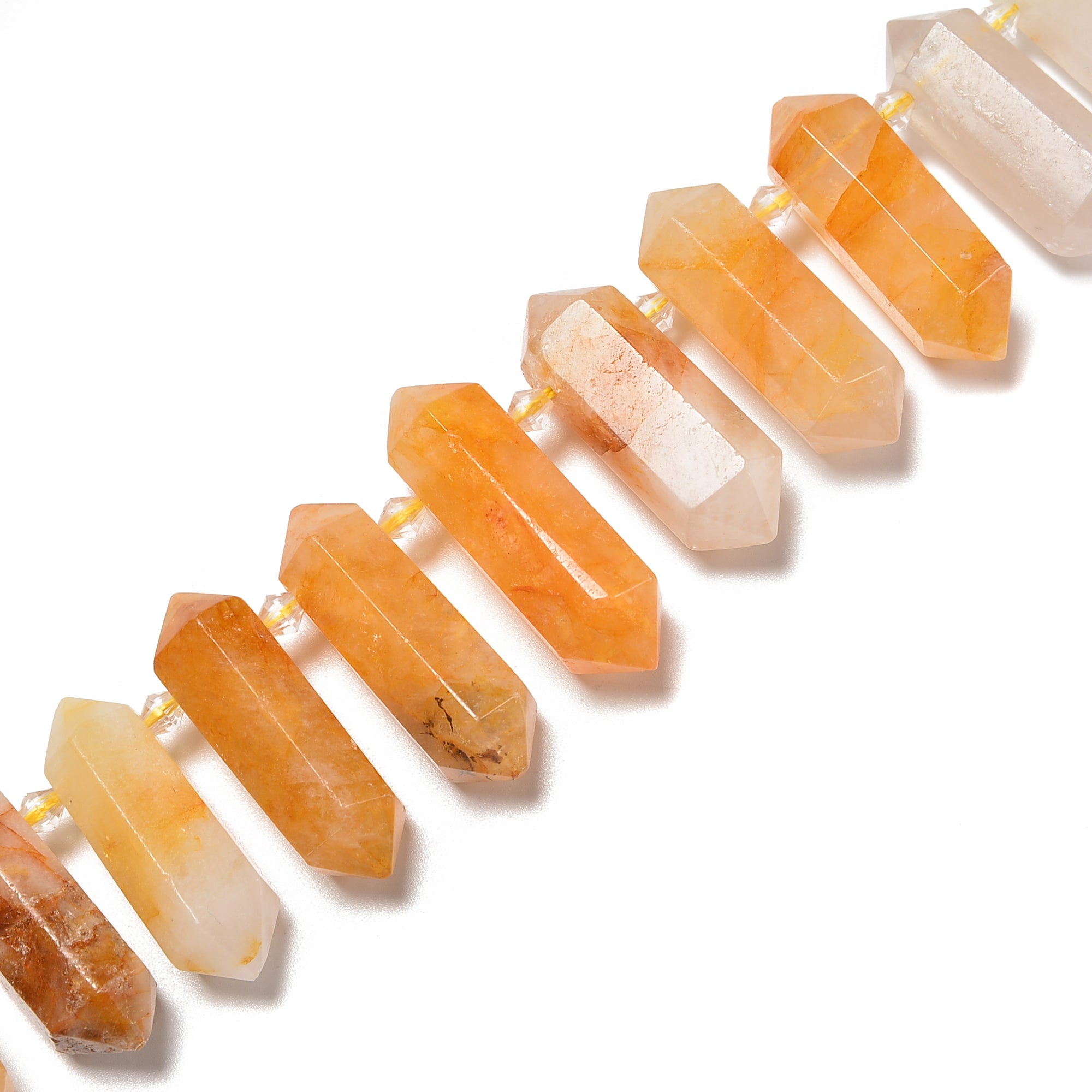 Golden Rutilated Quartz Graduated Top Drill Beads 25-50mm (15.5 Inch Strand) for Jewelry Making, DIY Bracelets & Necklaces - Natural Healing Crystal Beads for Meditation & Energy Work