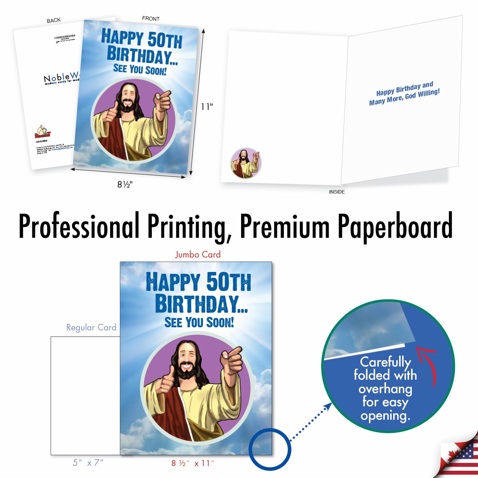 Funny 50th Birthday Card for Men & Women - 8.5 x 11 Inch Humorous Milestone Greeting Card - Perfect for 50th Birthday Parties, Gifts & Celebrations - NobleWorks J9065MBG