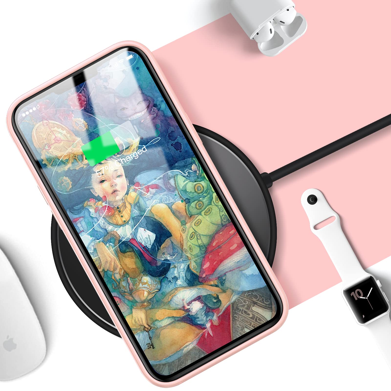 MILPROX iPhone 13 Pro Max Case (2021) with Screen Protector - Shockproof Liquid Silicone Cover with Soft Microfiber Lining | Protective Bumper Gel Shell | Perfect for Work, Travel & Everyday Use - Pink