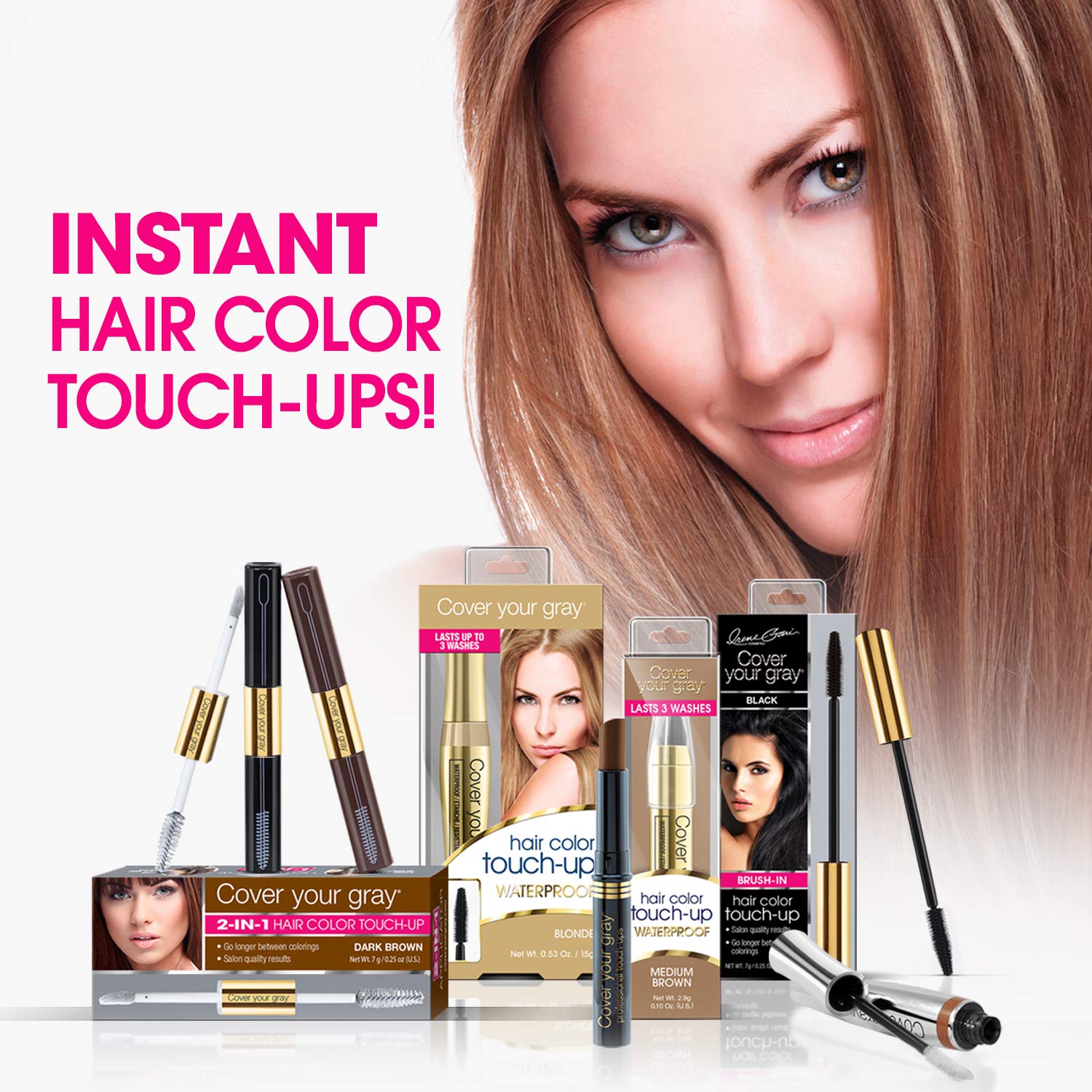 Dark Brown Cover Your Gray Fill In Powder - Quick & Easy Root Touch Up for Natural-Looking Hair - Perfect for Home Use, Travel & Everyday Styling