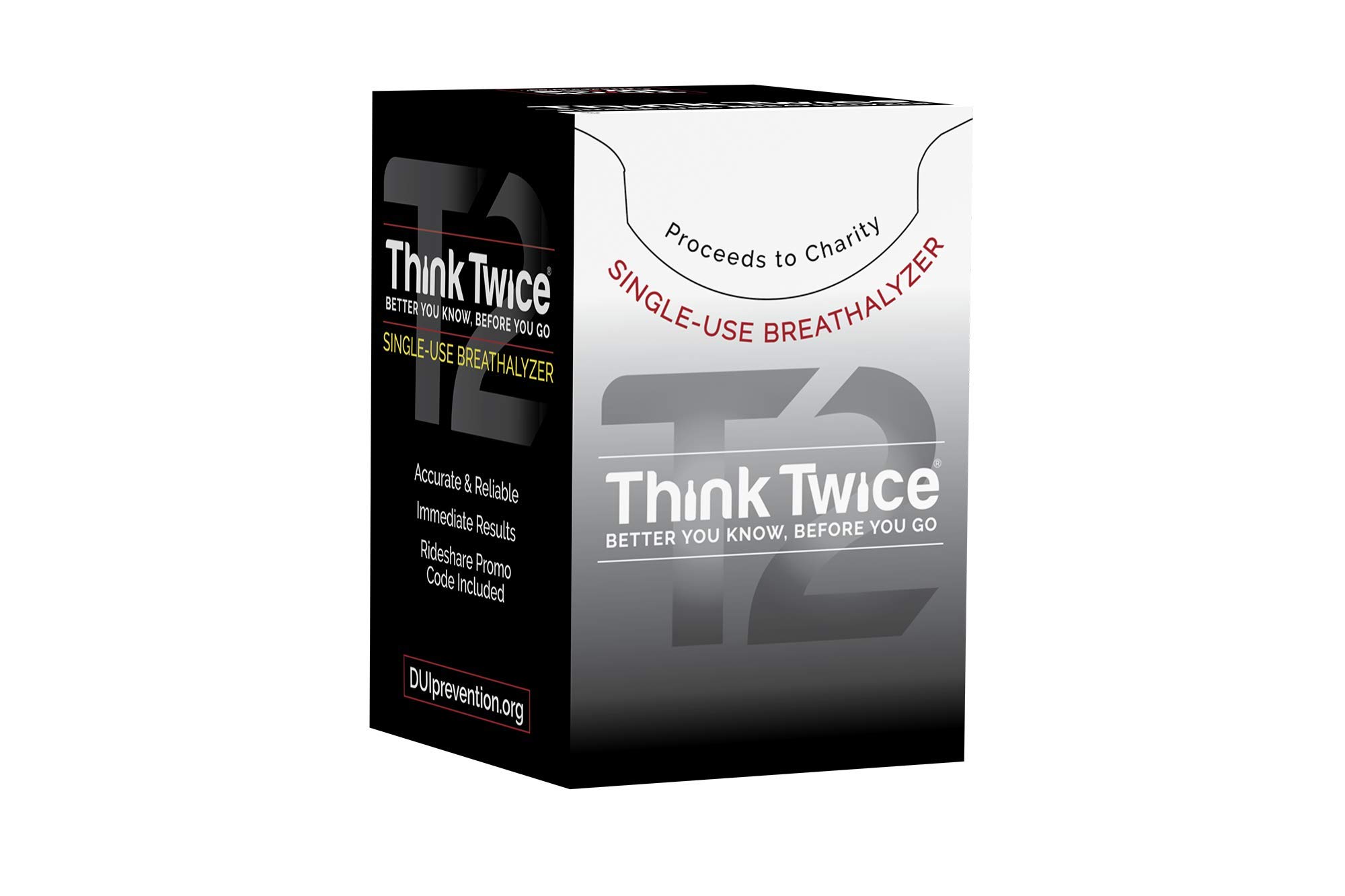 Think Twice Single-Use Breathalyzer - 30 Count Disposable Alcohol Test Kit (0.00%-0.08% BAC) - Portable BAC Tester for Personal, Workplace & Party Safety