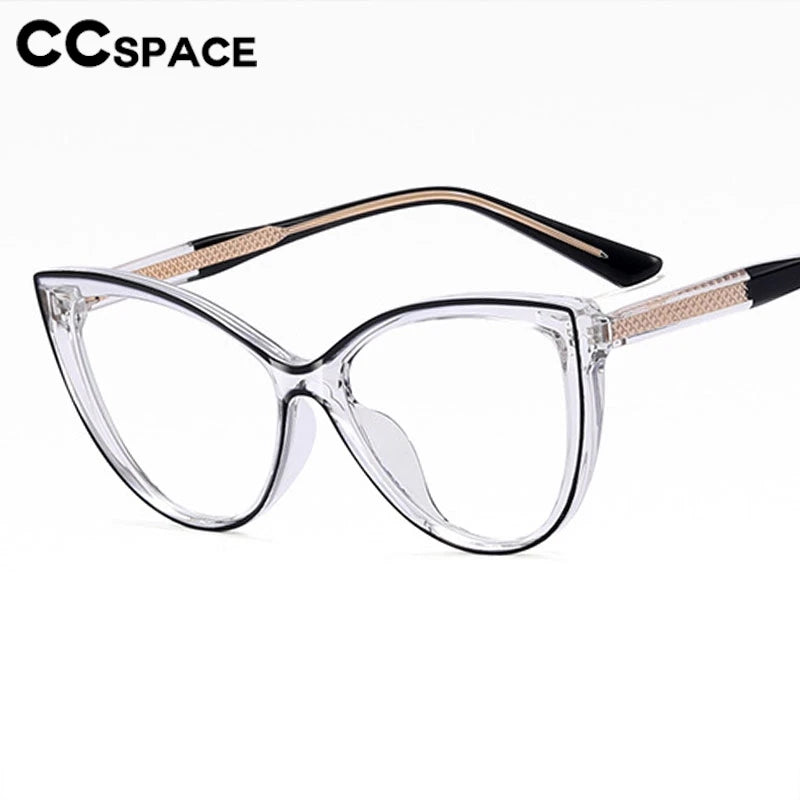 CCspace Women's Full Rim Square Cat Eye Titanium Eyeglasses Frame - Lightweight & Durable TR90 Material - Perfect for Work, Reading & Fashion Accessories