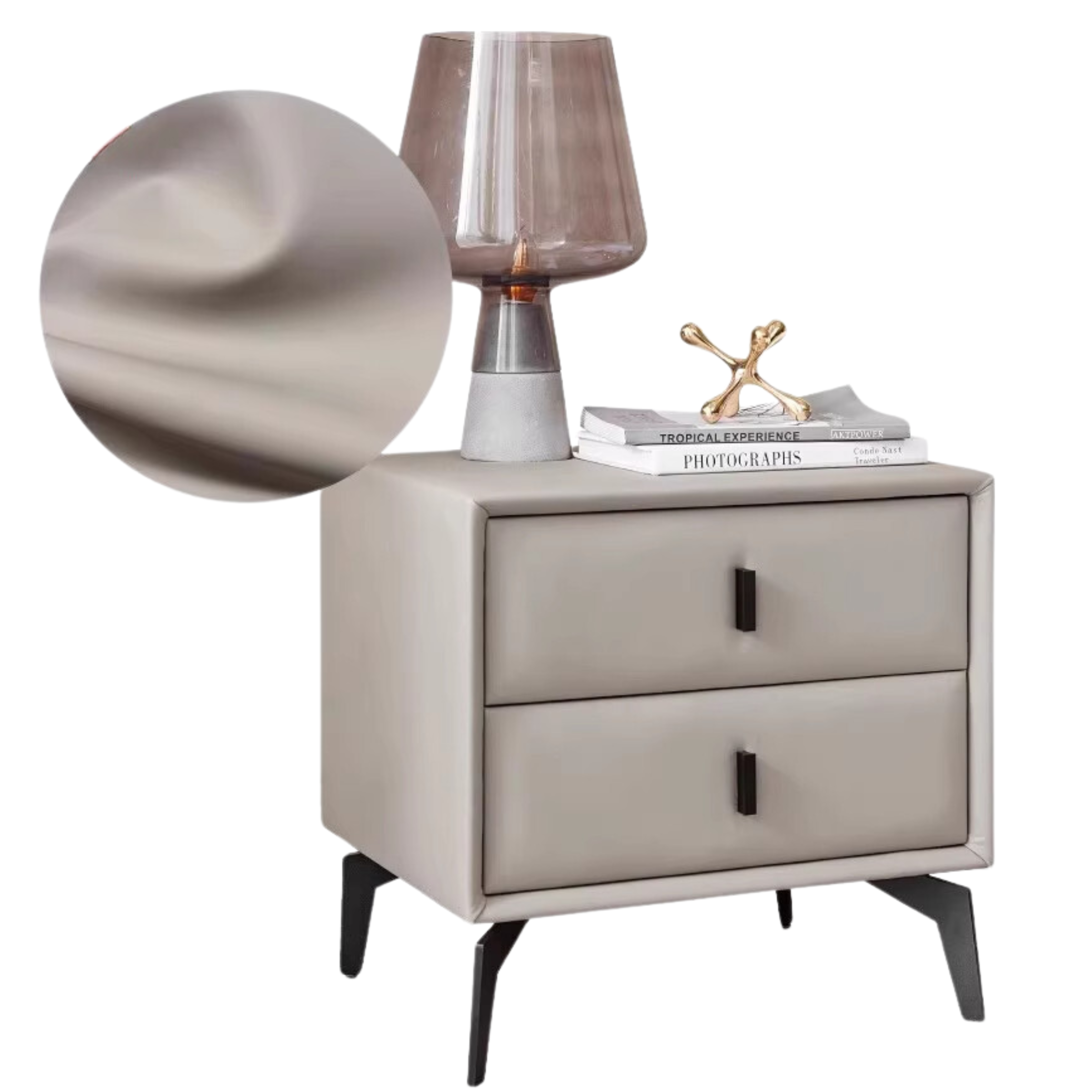 19.7x15.7x18.5 inch / 50x40x47сm / Pure gray / soft-padded bedside cabinet