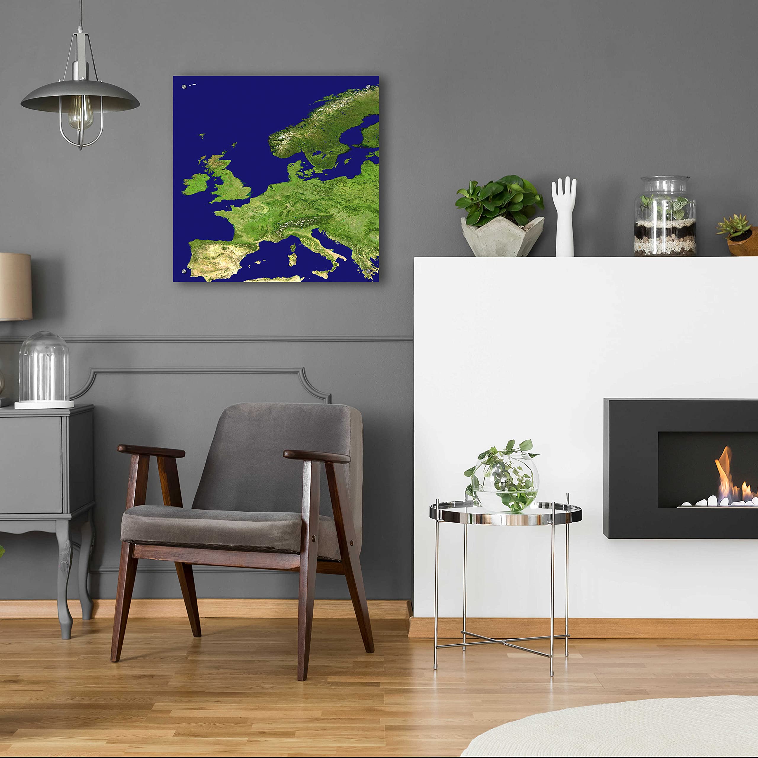 Epic Art 'Earth as Art: Europe' Acrylic Glass Wall Decor - 24x24 Inch Modern Home & Office Artwork - Perfect for Living Room, Bedroom, or Office Decoration