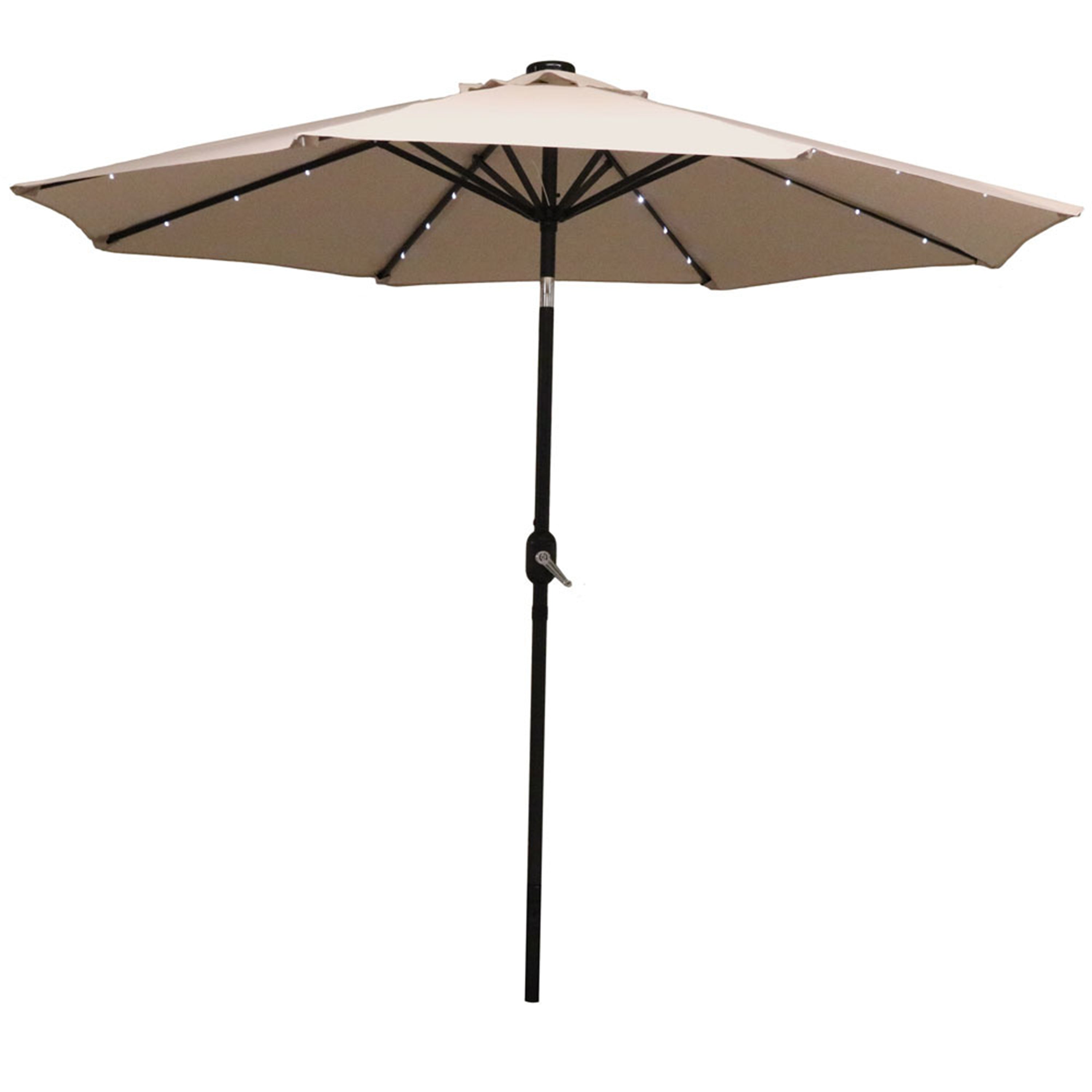 Sunnydaze 9-Foot Solar LED Outdoor Patio Umbrella with Tilt & Crank - Perfect for Poolside, Backyard, and Garden Relaxation
