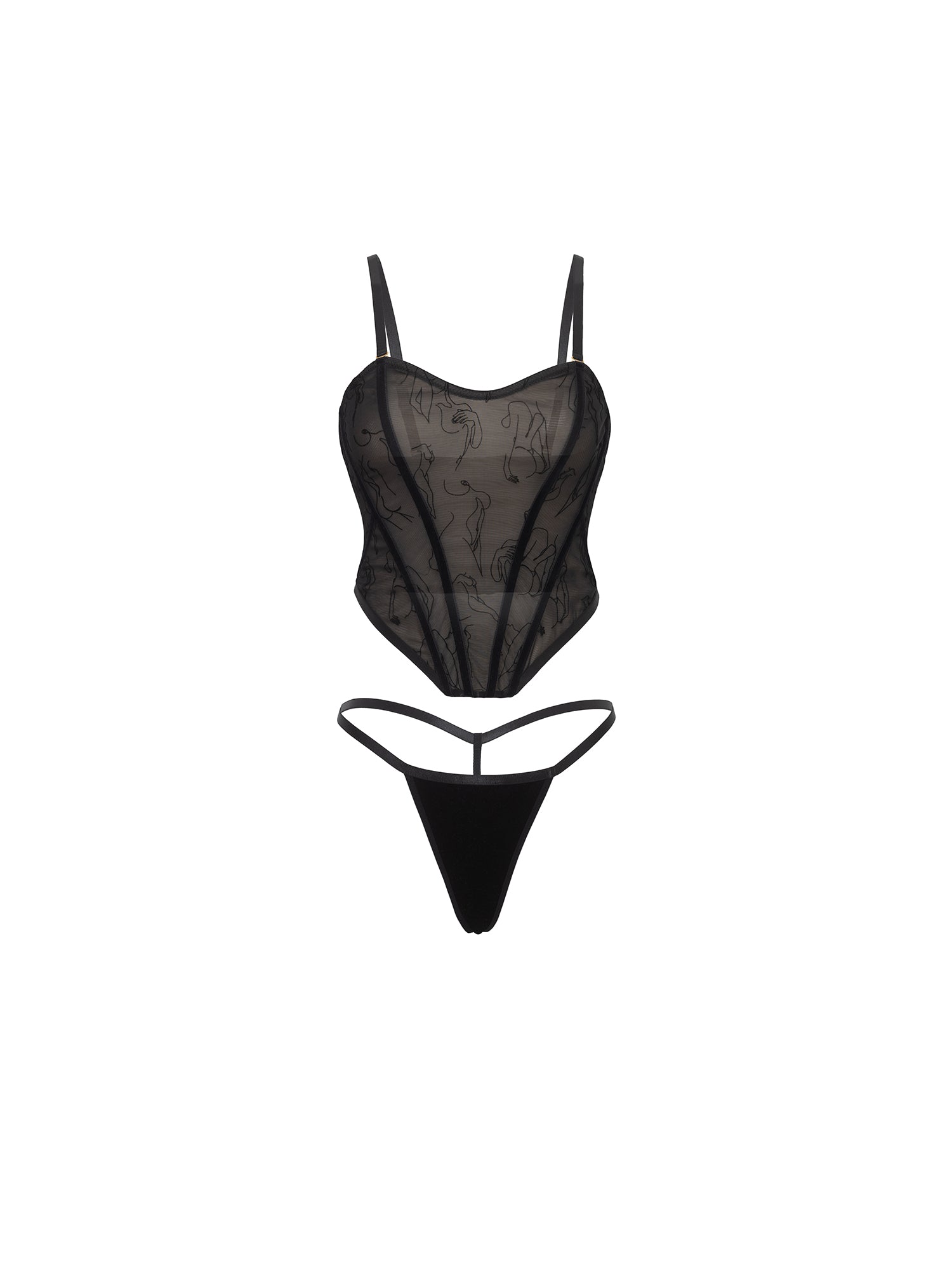 Paris Women's Sheer Bustier Set - Sexy Lingerie for Date Night & Boudoir Photography | Comfortable & Stylish Underwear for Special Occasions