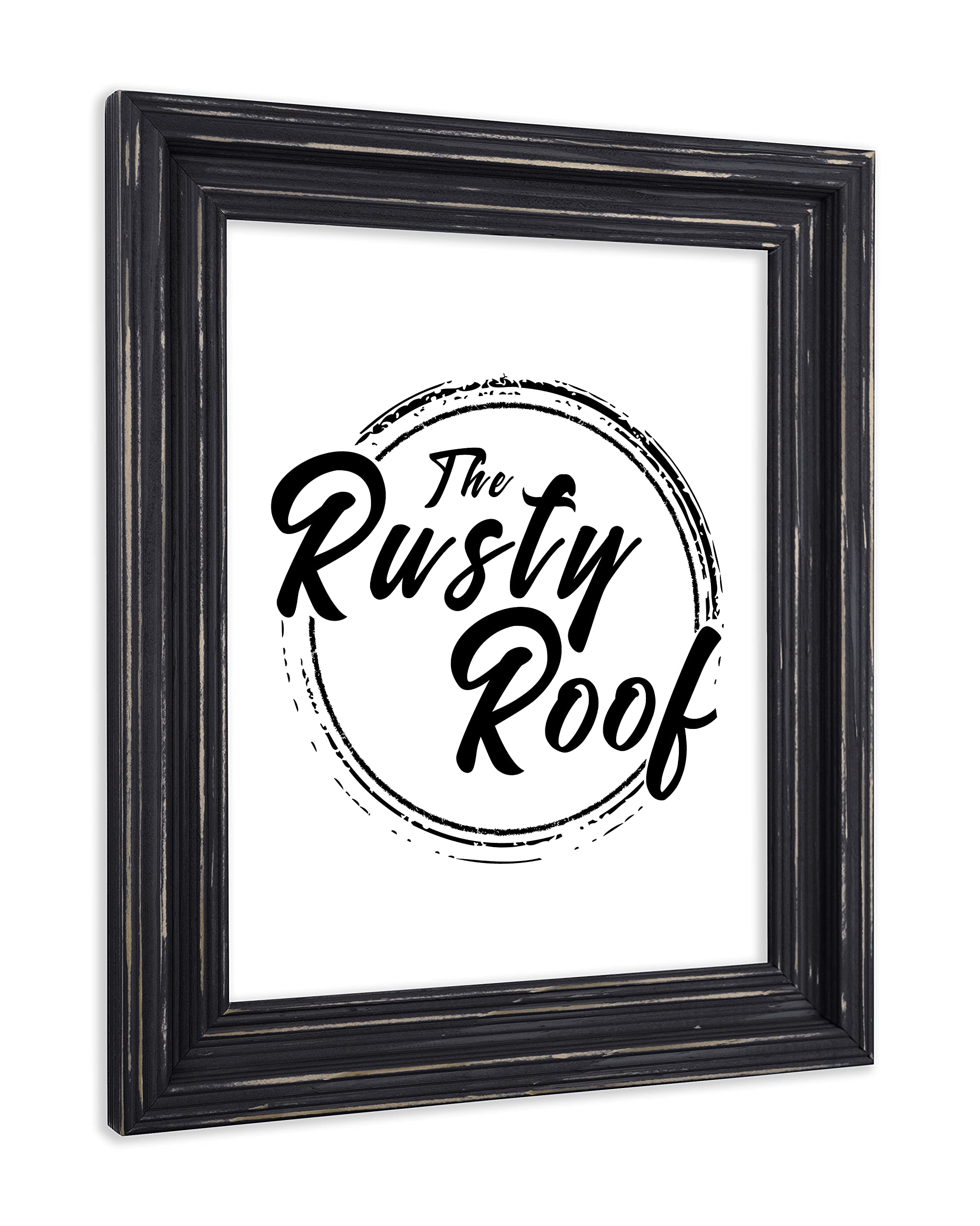 Rusty Roof Distressed Cimarron Black Picture Frame - Solid Wood 14x14 Inch - Perfect for Vintage Home Decor, Gallery Walls & Farmhouse Style Interiors