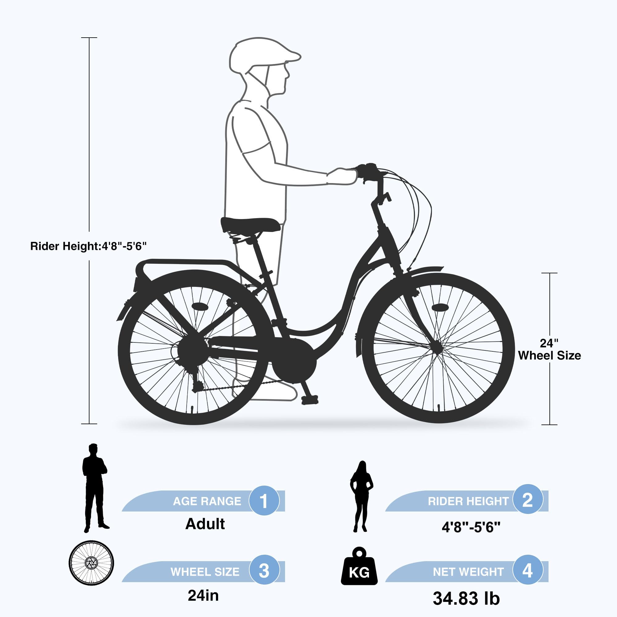 **ZUKKA 24/26 Inch Women's Beach Cruiser Bike - 7-Speed City Bicycle with Dual V-Brake & Adjustable Seat - Comfortable Ride for Women & Men - Multiple Colors - Perfect for Beach, Park & Urban Commuting**