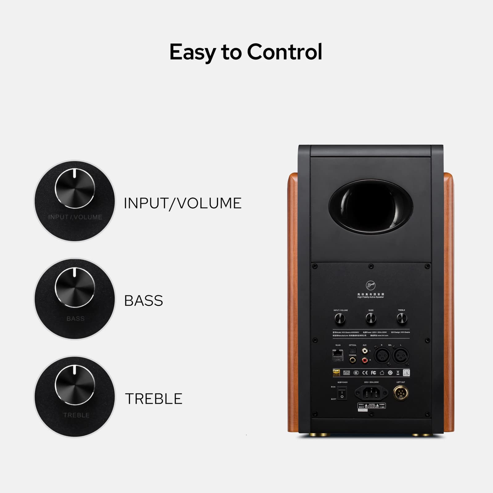 HiVi-Swans M300MKII Wireless Bluetooth Bookshelf Speakers - 3-Way Studio Monitor Speakers with 6.5