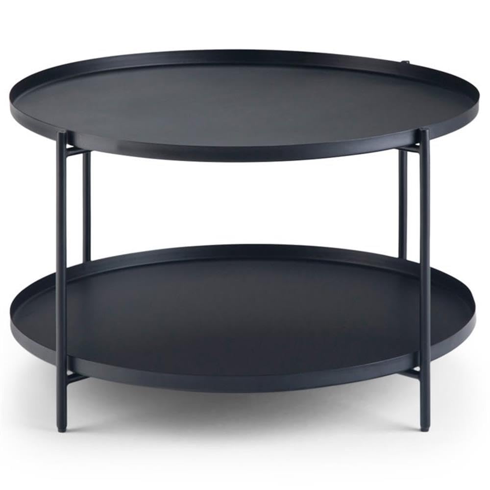 Trent Home Industrial 32 Inch Black Metal Coffee Table - Modern Living Room Furniture for Small Spaces, Apartments & Offices