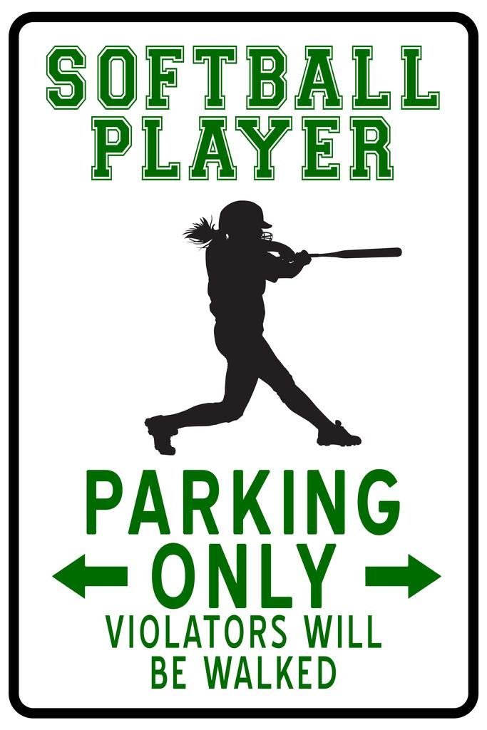 Funny No Parking Sign for Softball Players - 12x18 Inch Dry Erase Laminated Poster - Perfect for Locker Rooms, Sports Facilities & Parking Enforcement
