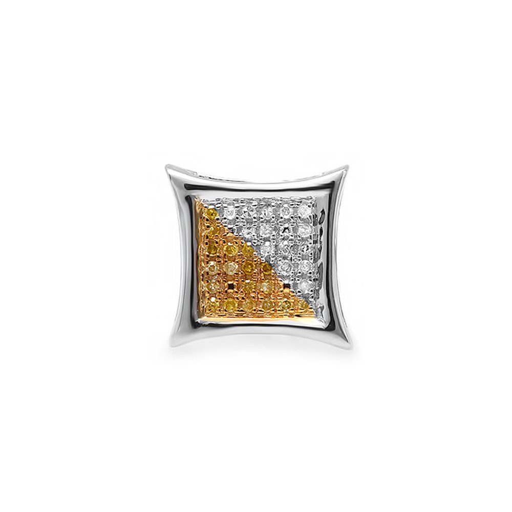 Dazzlingrock 0.08ct Round White & Yellow Diamond Kite Stud Earrings - Micro Pave Setting - Perfect for Weddings, Parties & Special Occasions