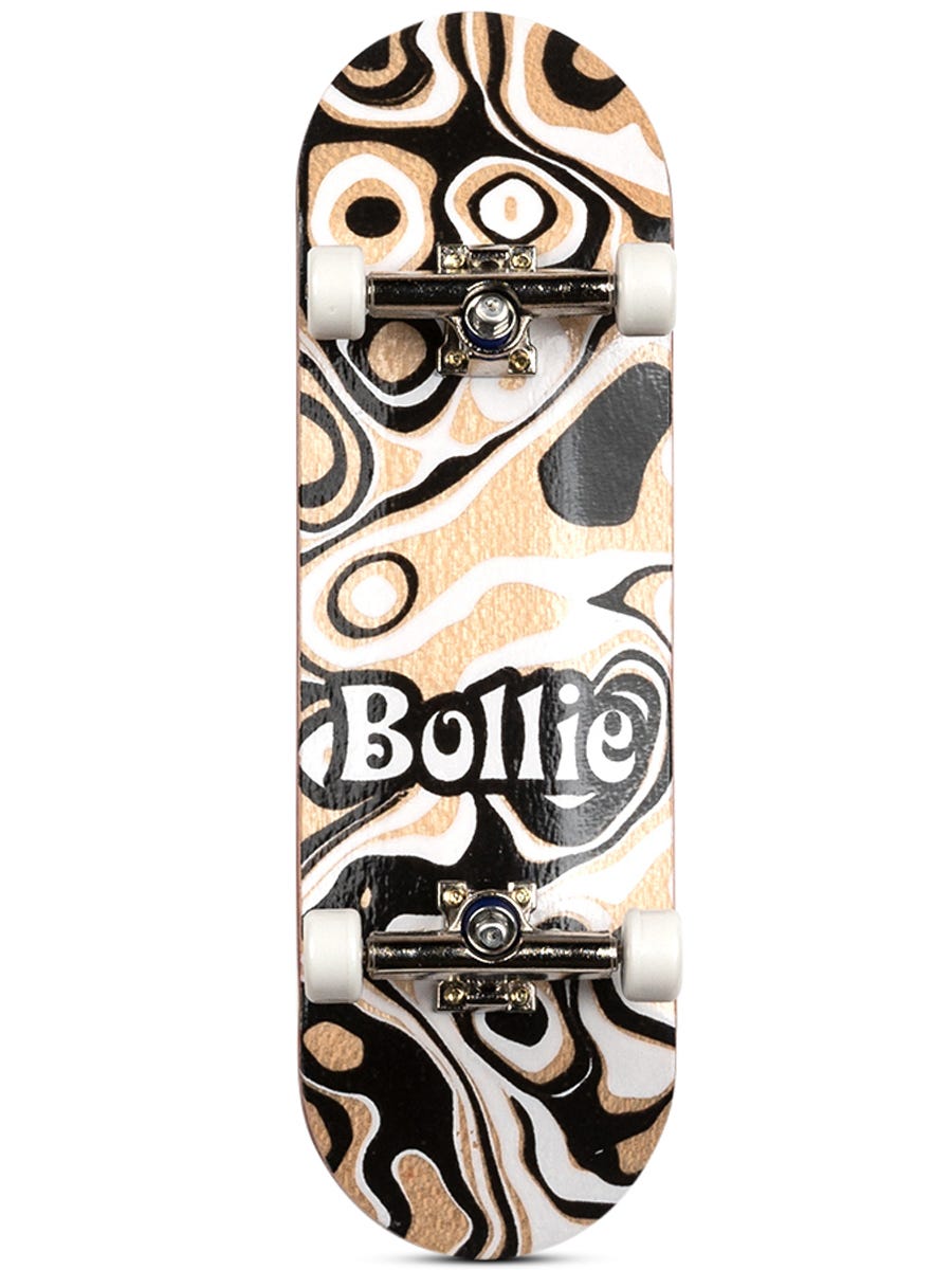 Bollie Fingerboard Complete Psychedelic - Professional Mini Skateboard for Tricks & Stunts - Perfect for Kids, Teens & Adults - Great for Indoor Play, Office Desk & Travel Fun
