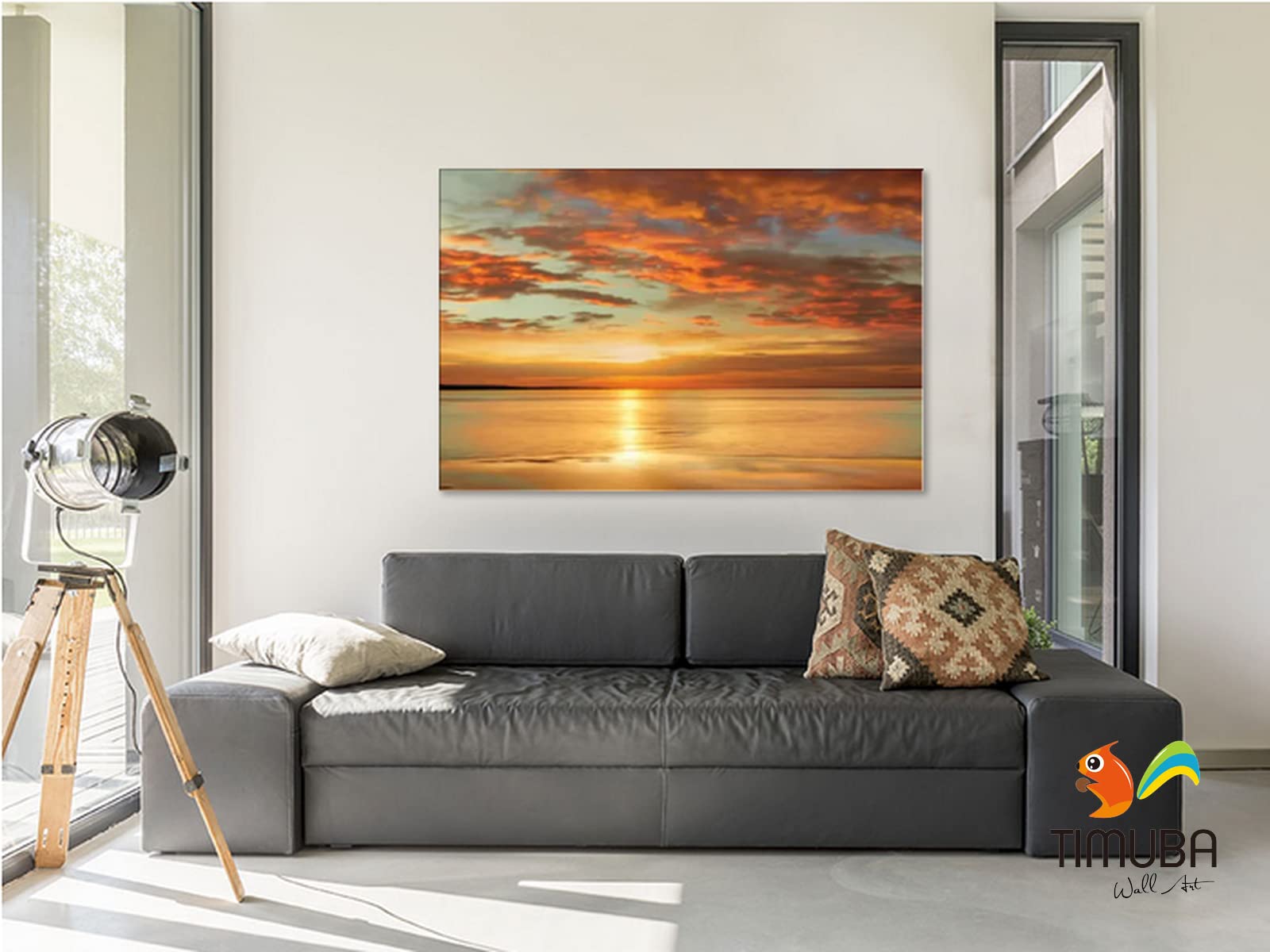 Ocean Wall Art Canvas Print - 32x48 Inches Beach Bathroom Decor, Sunset Painting for Living Room & Home - Perfect for Coastal, Nautical & Beach Themed Interior Design