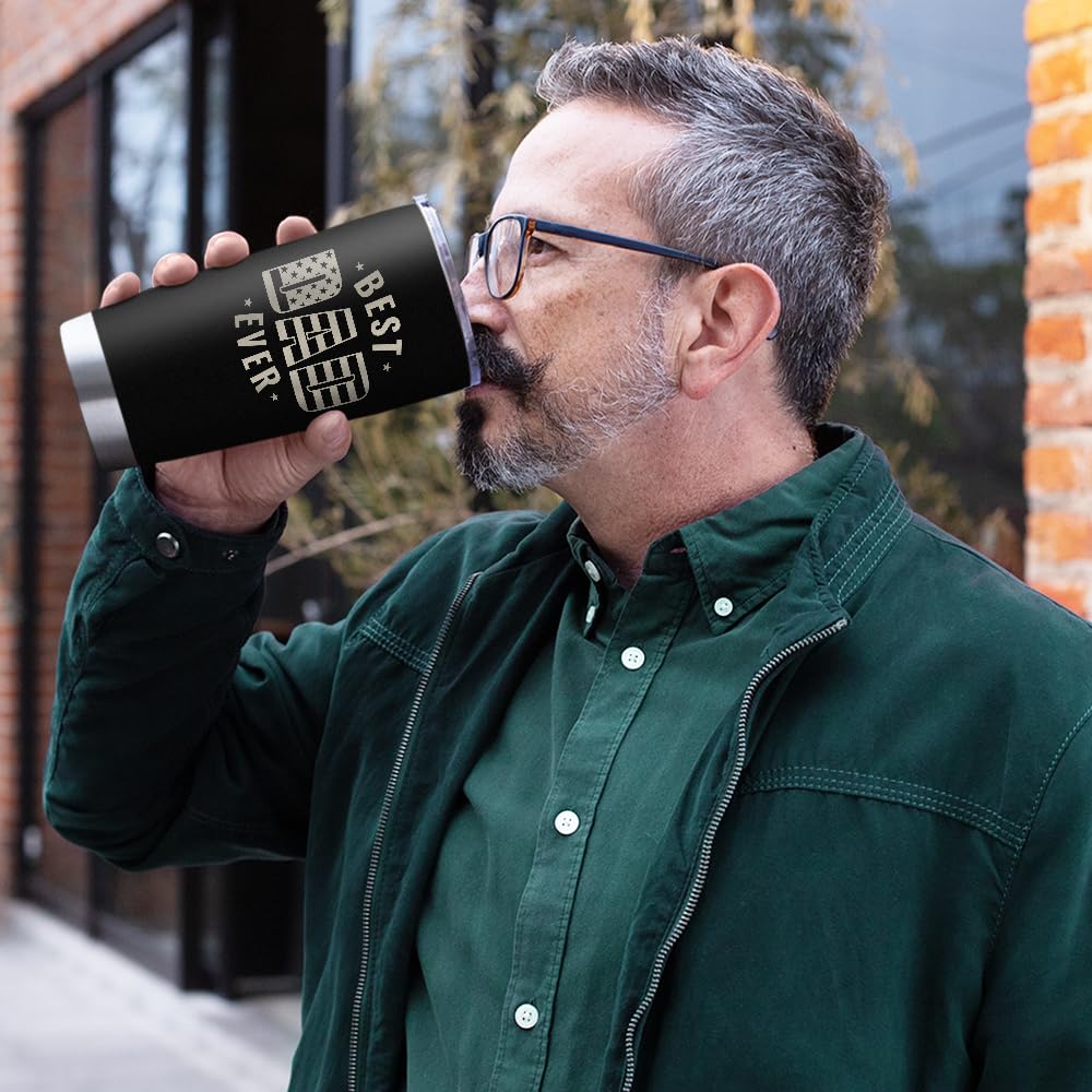 Best Dad Ever Tumbler 20oz - Insulated Stainless Steel Coffee Mug with Lid - Dad Nutrition Facts Design - Perfect for Travel, Outdoor, Sports & Office - Great Gift for Father’s Day, Birthday & Special Occasions