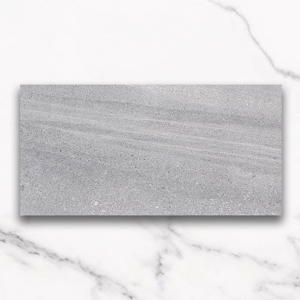 Premium Symphony Grey 300x600mm Limestone Look Matte Porcelain Tile - Elegant Flooring & Wall Covering for Bathroom, Kitchen & Living Room