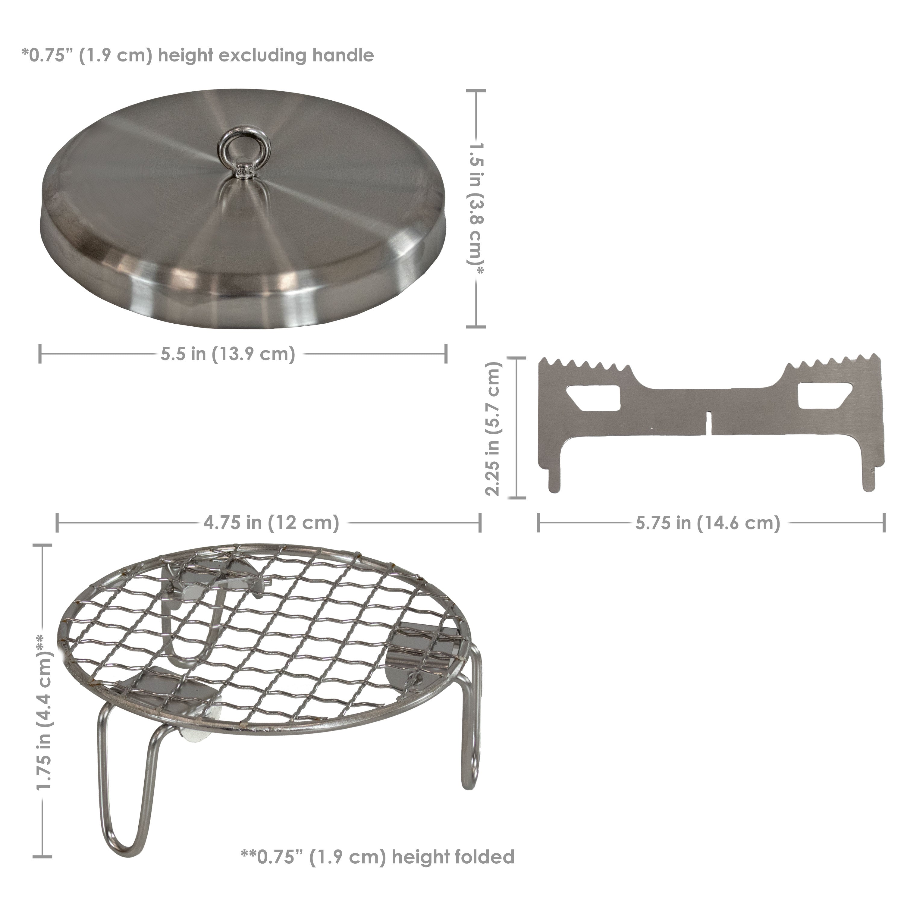 Premium Sunnydaze 3-Piece Stainless Steel Smokeless Fire Pit Accessory Set - 5.5 Inch Tools for Outdoor Camping, Backyard, Patio & Fireplace Use