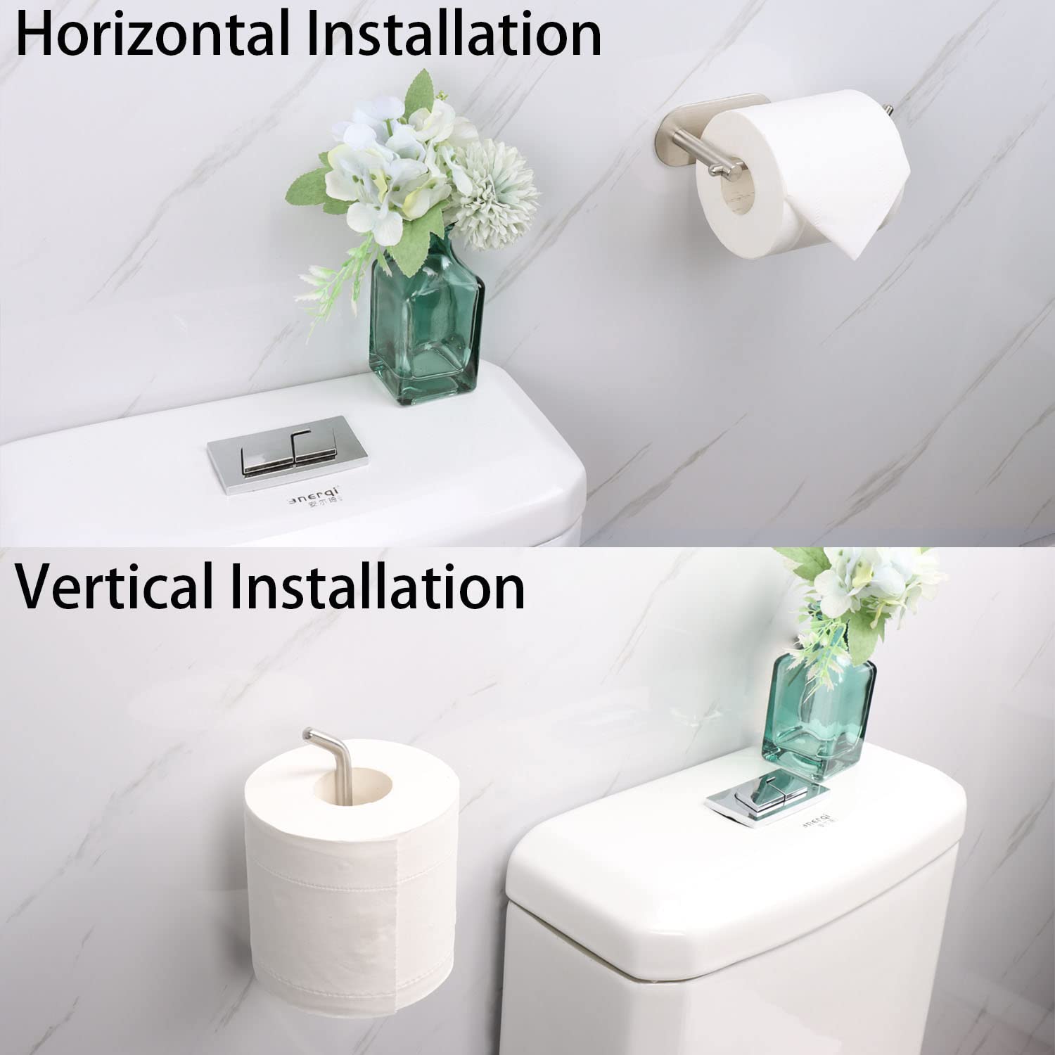 Self-Adhesive Stainless Steel Toilet Paper Holder - No Drilling Easy Install Bathroom Tissue Roll Mount for Home, Office & Kitchen (Brushed Nickel) - Perfect for Small Spaces, Apartments & RVs