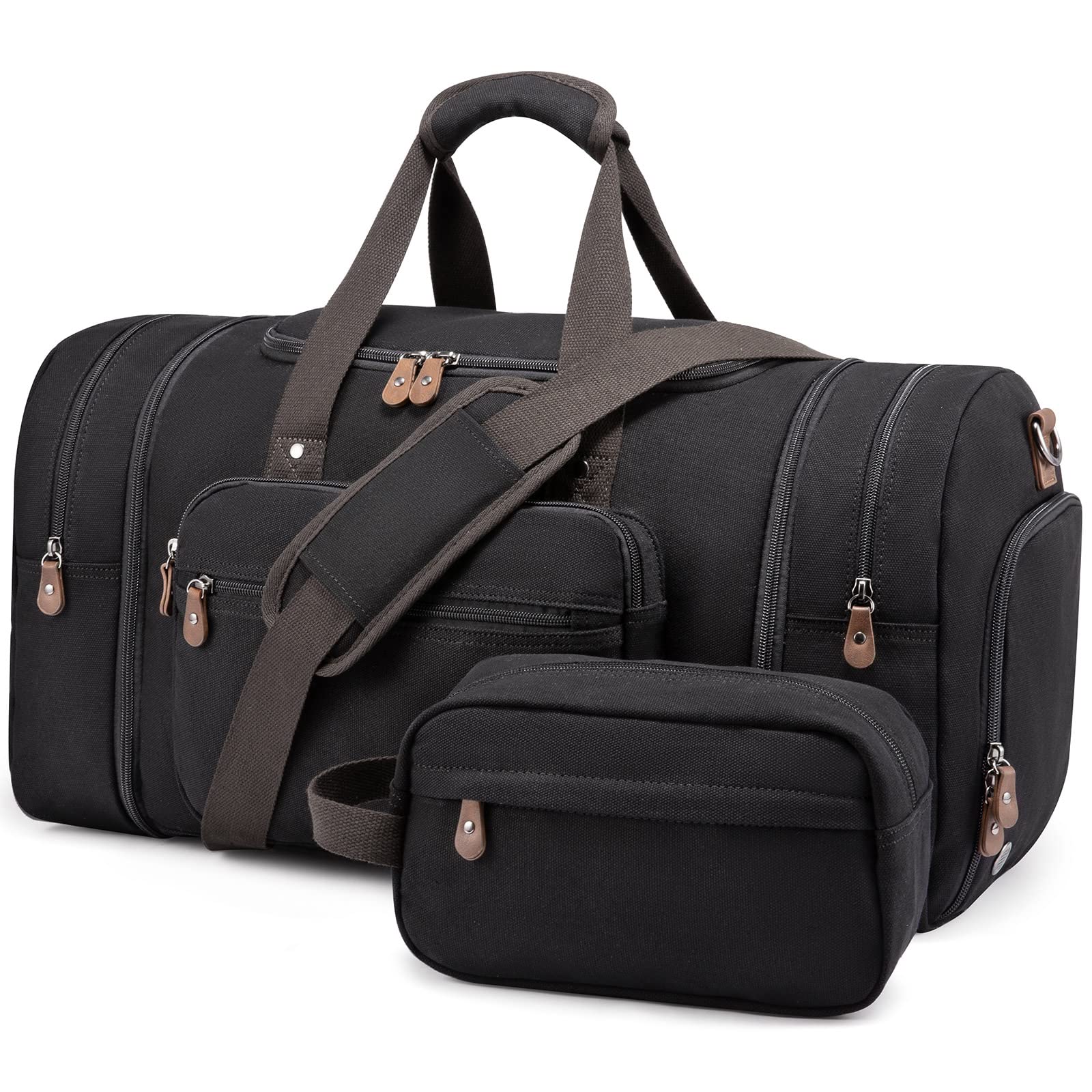 Sucipi Canvas Duffle Bag for Travel - Waterproof Carry On Weekender Bag with Shoe Compartment & Toiletry Pouch - Perfect for Airplanes, Gym, Overnight Trips & Weekend Getaways