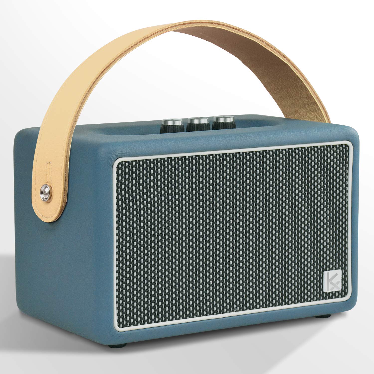 KONEX 40W Vintage Bluetooth Speaker - Wireless Portable Speaker with Heavy Bass, 20H Playtime, Leather Cover (Haze Blue) - Perfect for Home, Office, Party & Outdoor Use | Great Gift Idea for Friends