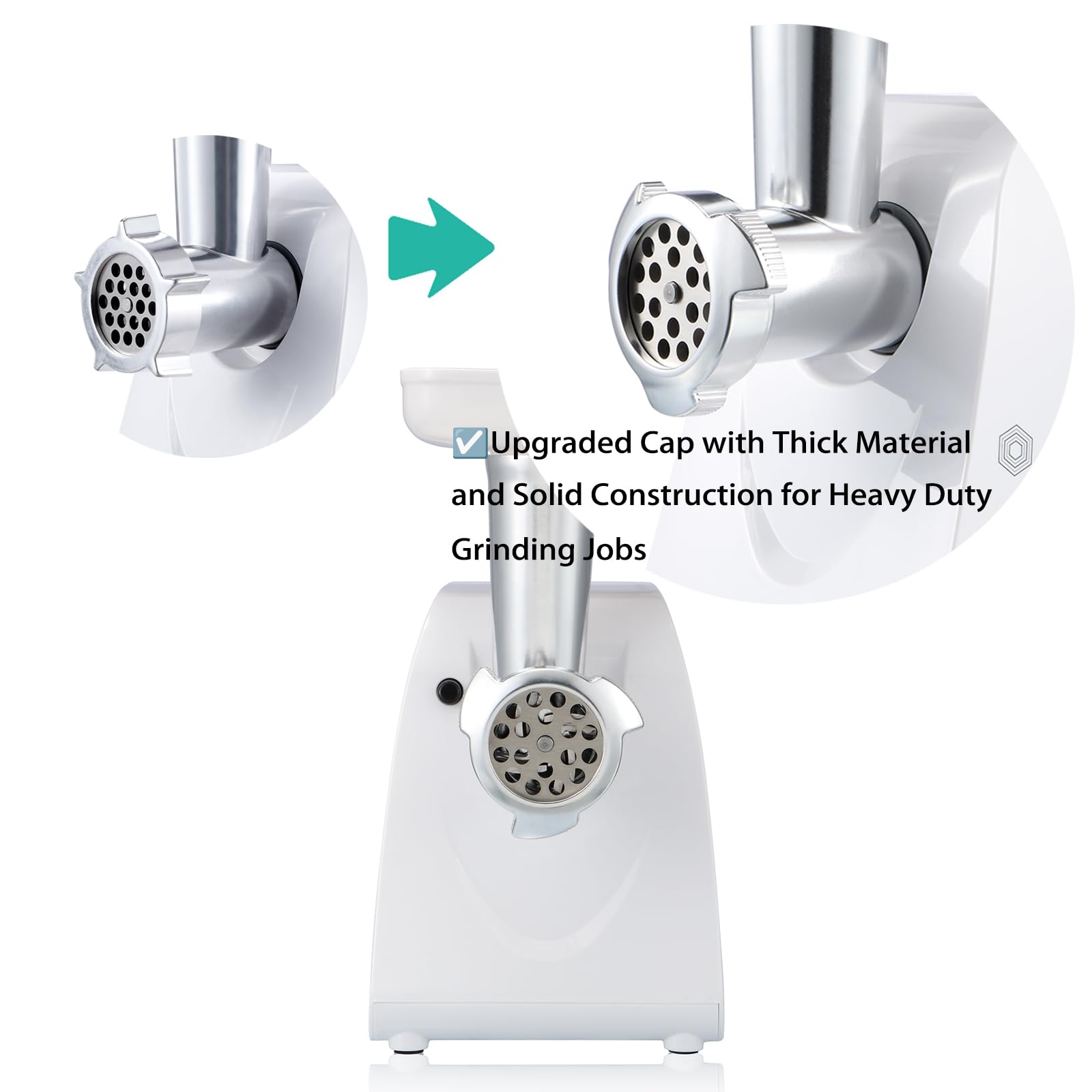 Sunmile 1HP 1000W Electric Meat Grinder & Sausage Stuffer - Heavy Duty Stainless Steel with 3 Grinding Plates & Sausage Attachment - Perfect for Home Kitchen, Butcher Shop & BBQ Party