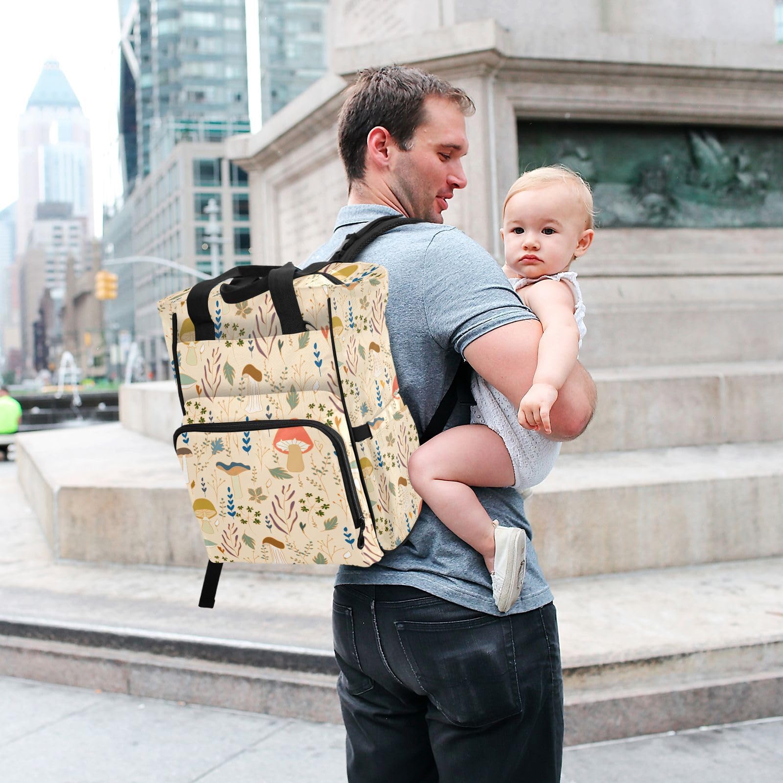 Waterproof Large Capacity Mushroom Diaper Backpack - Multi-Functional Baby Changing Bag for Travel, Parents & On-The-Go (Perfect for Daycare, Outings & Family Trips)