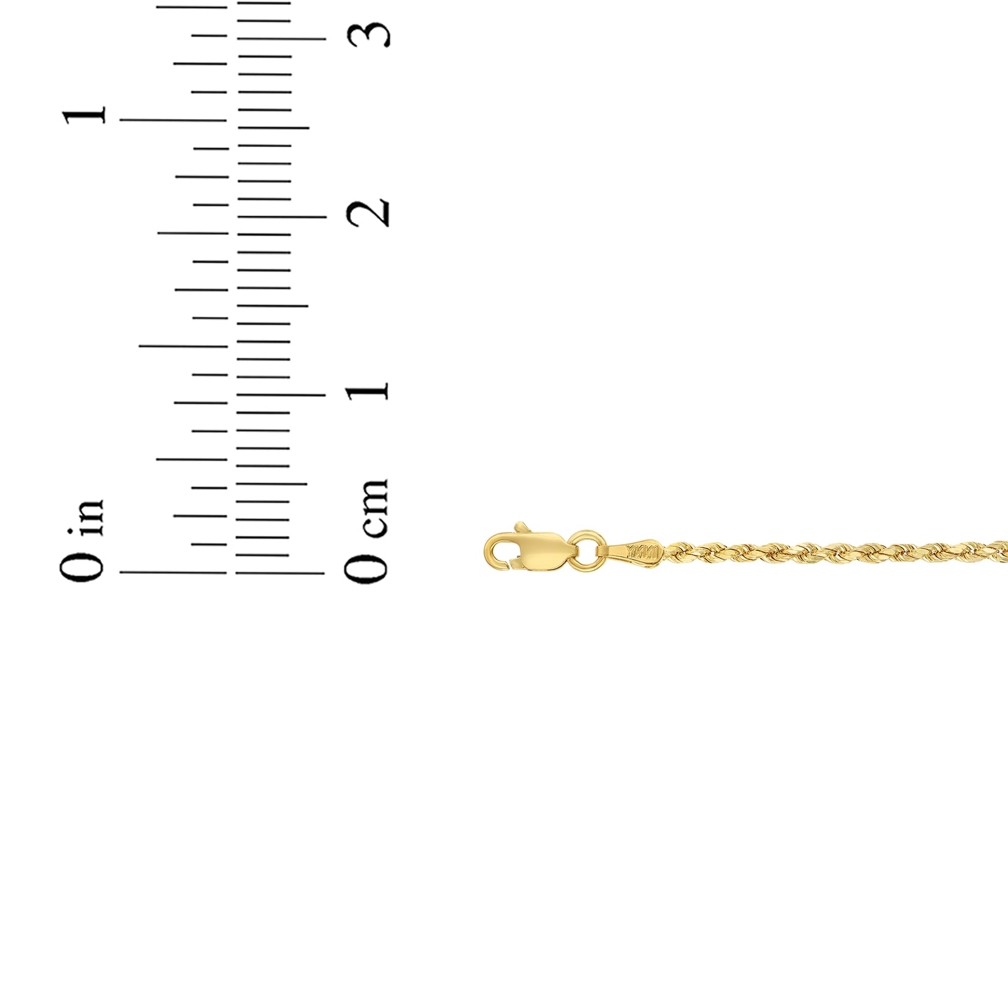 10K Yellow Gold 2.5mm Diamond Cut Lite Rope Chain Bracelet or Anklet for Women - Elegant Jewelry Gift for Birthday, Anniversary & Special Occasions