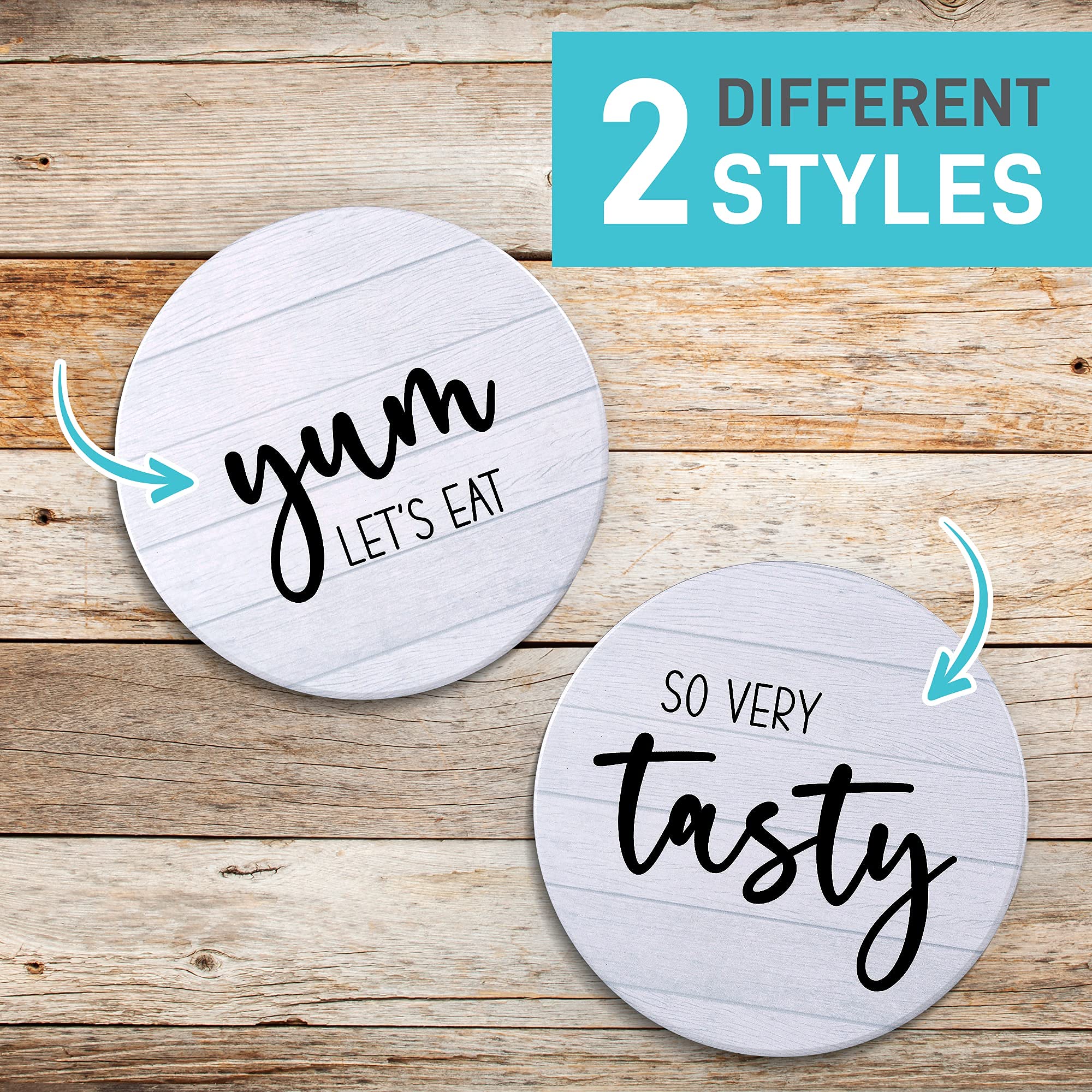 Farmhouse Style Ceramic Hot Pads Set of 2 - Heat Resistant Kitchen Trivets for Hot Pots & Pans - Perfect for Dining Tables, Countertops & Outdoor BBQ Use