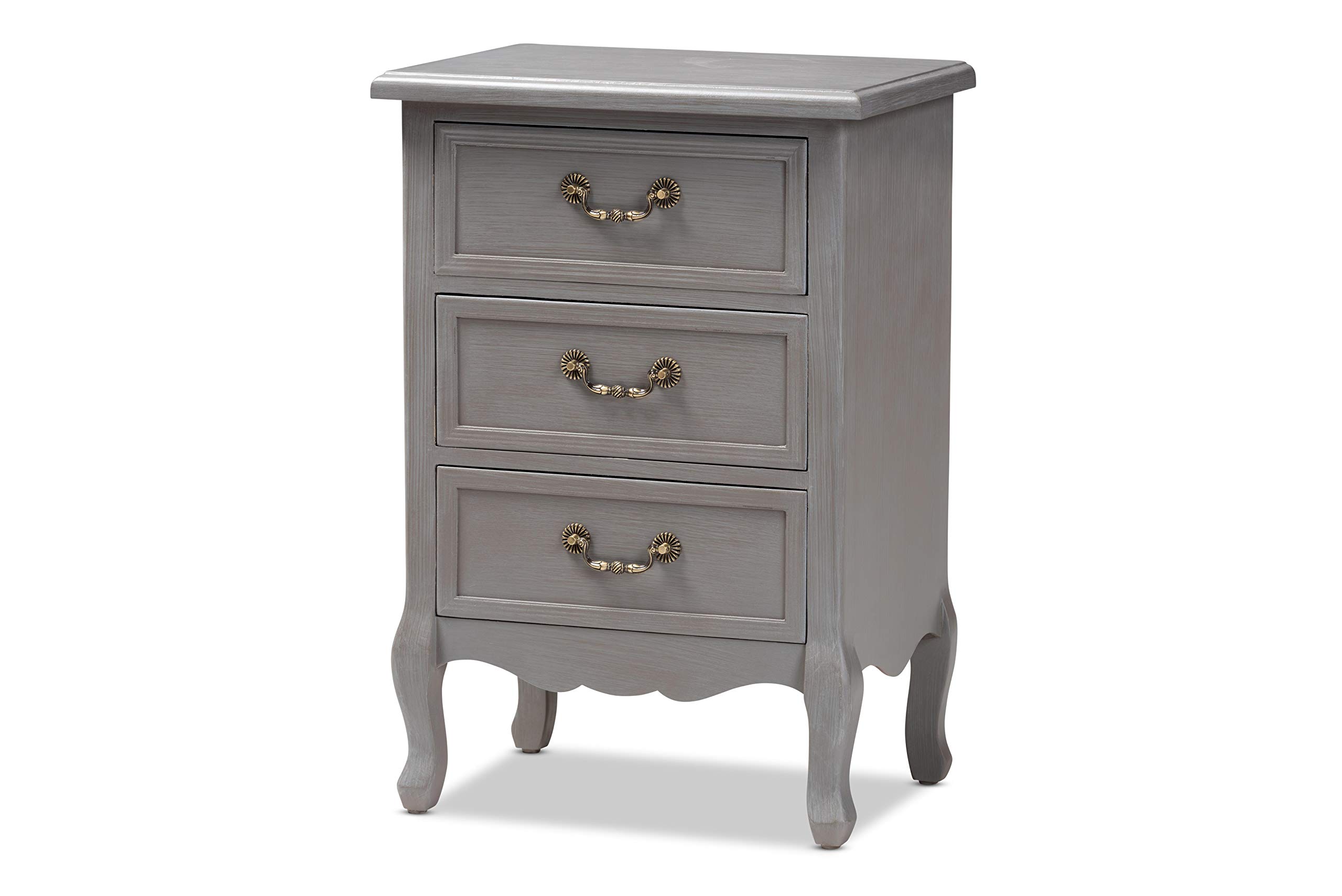 Baxton Studio Modern Nightstand with Drawer - Gray Bedside Table for Bedroom, Living Room & Guest Room - Stylish and Functional Night Stand with Storage